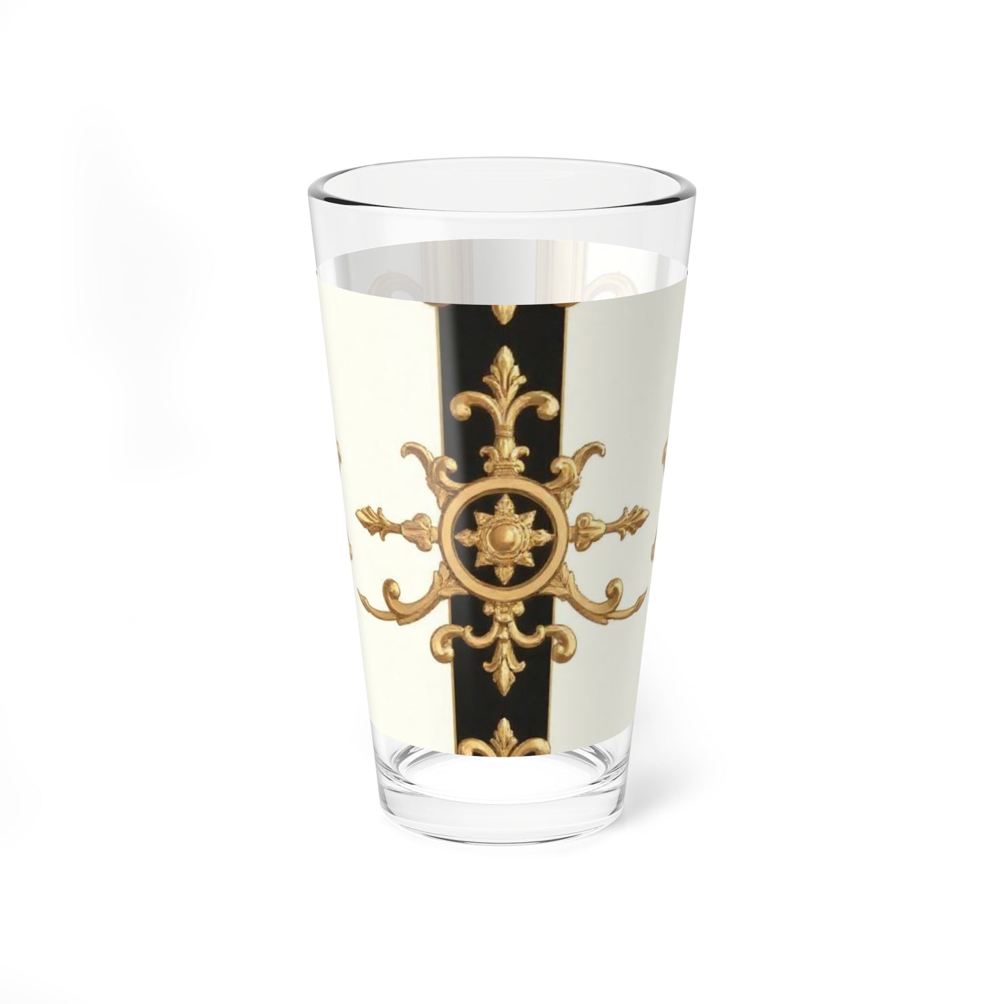 Elegant Gold Embellished Mixing Glass, Home Bar Glassware, Cocktail Glass, Wedding Gift, Stylish Drinkware - Black & White Striped Gold Baroque