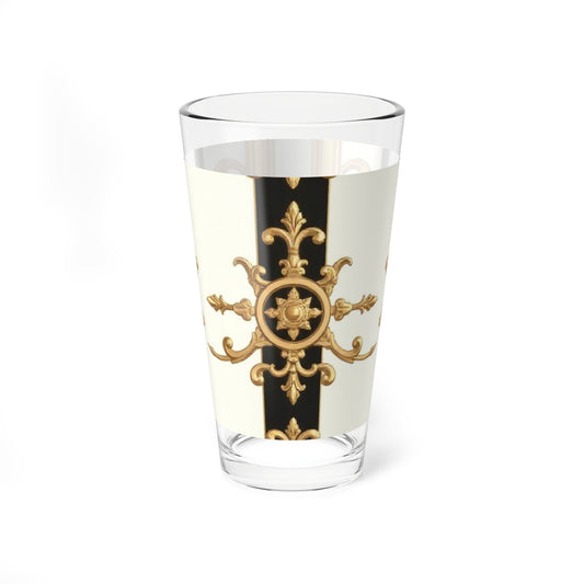 Elegant Gold Embellished Mixing Glass, Home Bar Glassware, Cocktail Glass, Wedding Gift, Stylish Drinkware - Black & White Striped Gold Baroque