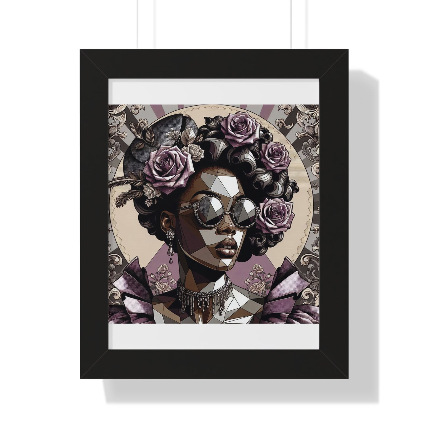 Chic Framed Vertical Poster, Home Decor Wall Art, Modern Art, Gift for Her, Unique Interior Design - Lilac Baroque Lady