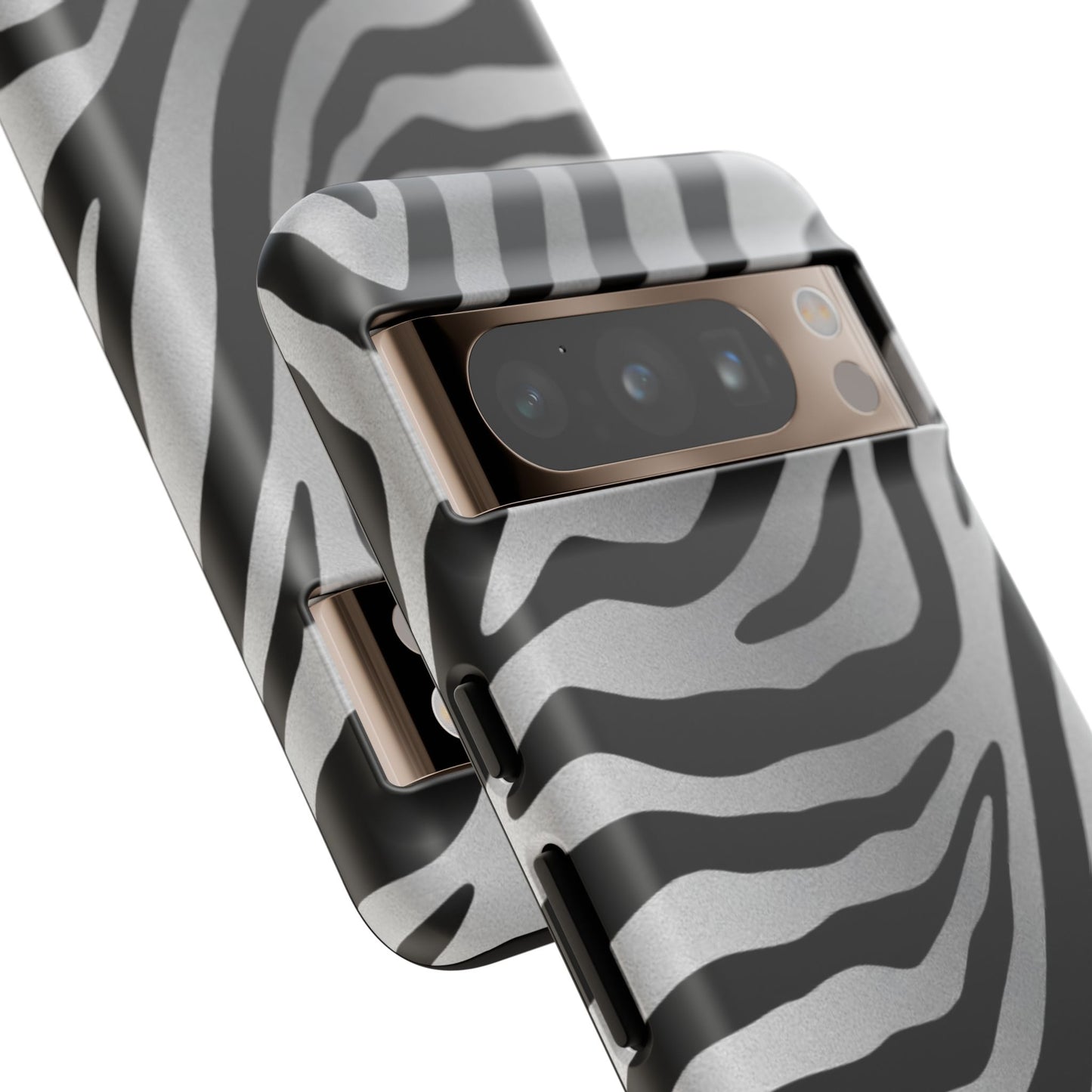 Zebra Print Tough Phone Case - Silver