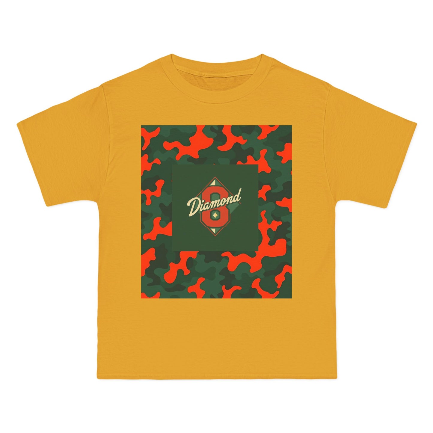 Camo Graphic Tee, Unisex, Trendy Streetwear, Stylish Summer Top, Perfect for Casual Outings - Green & Orange Camo Diamond 8