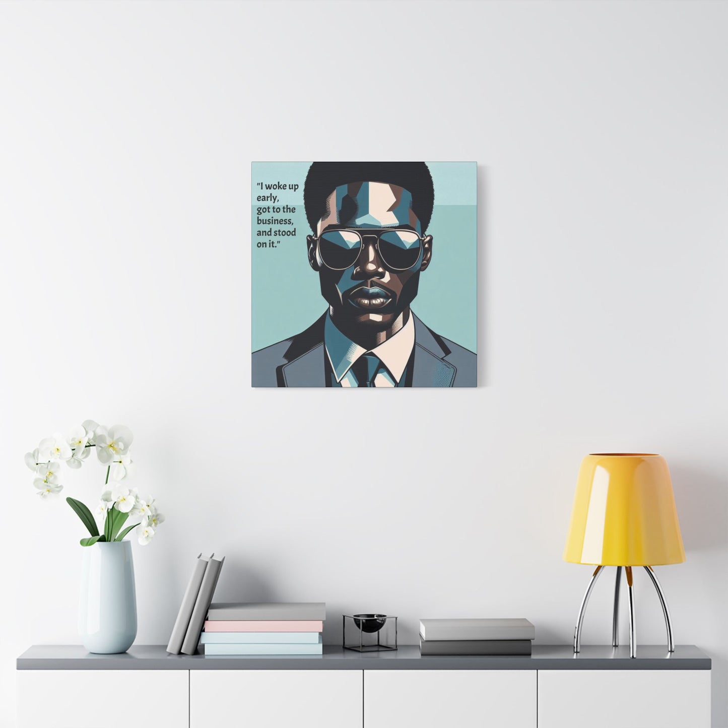 Afro Art Print Canvas, Wall Decor, Satin Stretched Canvas, African American Art, Office Decor, Home Decor - "I woke up early"