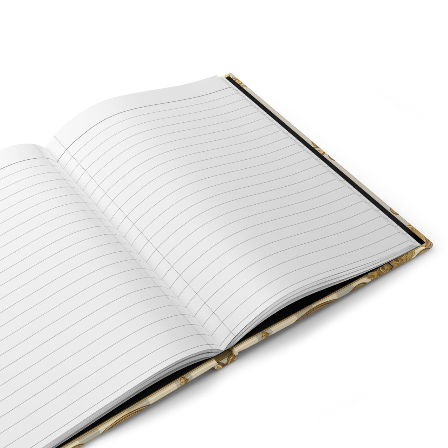 Elegant Vintage Hardcover Journal - Gold Baroque Design, Perfect for Writing, Journaling, Gifts - Matte Gray & Cream Striped Gold Baroque
