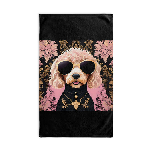 Hand Towel - Luxurious Ornate Elegant Golden Doodle In Sunglasses Design - Elegant Home Décor