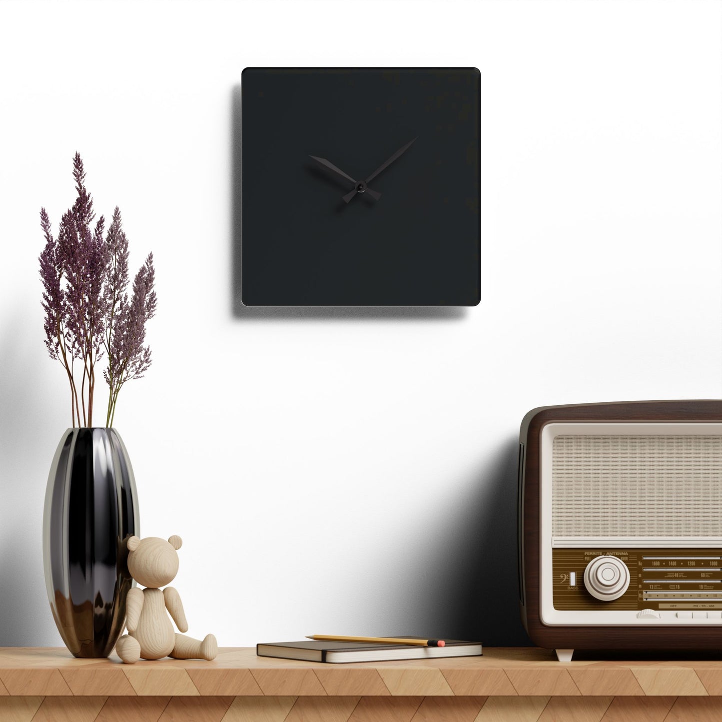 Minimalist Black Modern Acrylic Wall Clock, Stylish Home Decor Clock, Unique Gift for Office, Contemporary Wall Art, Timeless Design