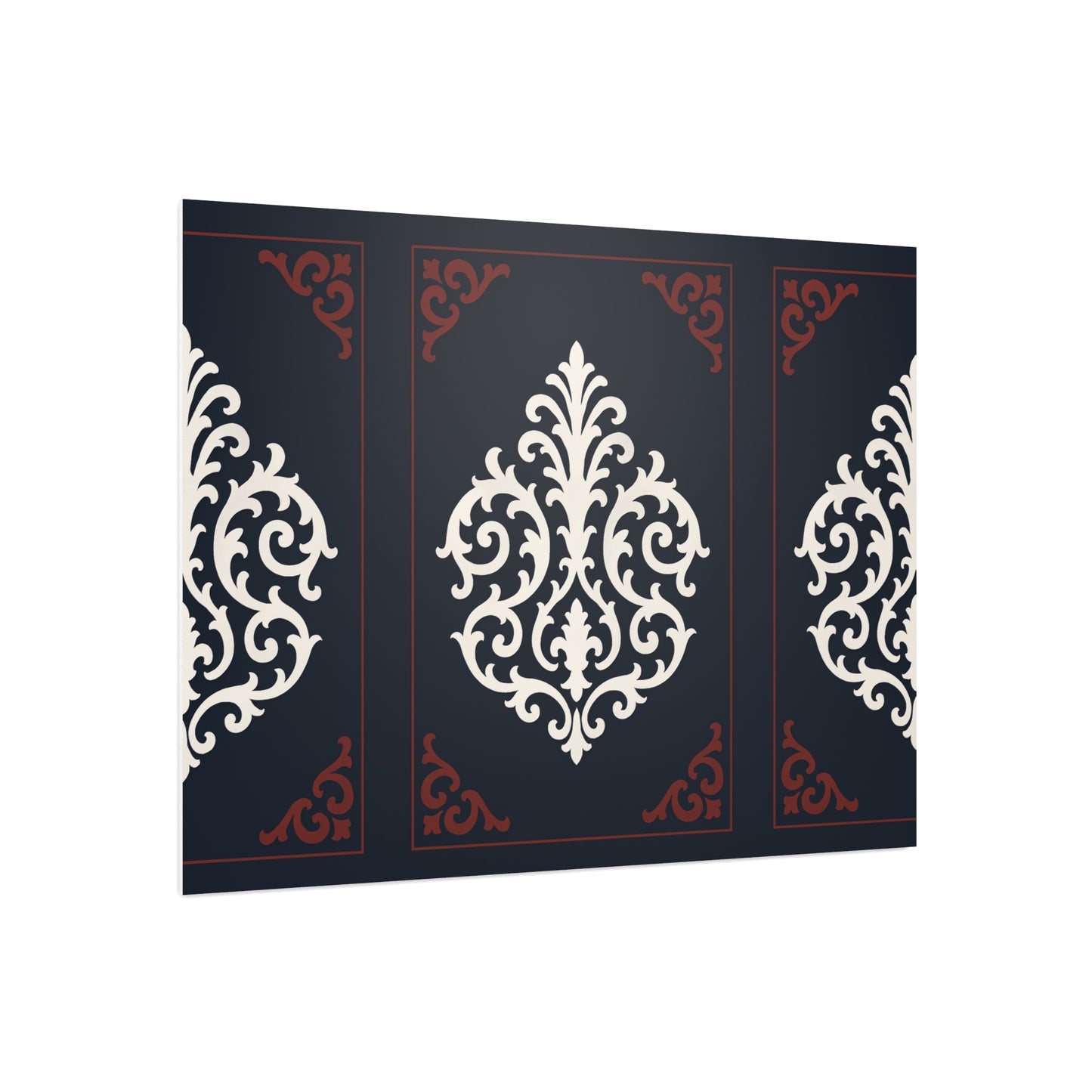 Dusk Blue-Maroon & White Baroque Foam Board Wall Art — Blue, White & Maroon Pattern