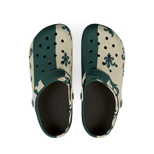 Stylish EVA Foam Rubber Shoes, Trendy Garden Clogs, Comfortable Summer Footwear, Perfect for Outdoors - Teal Striped Rococo