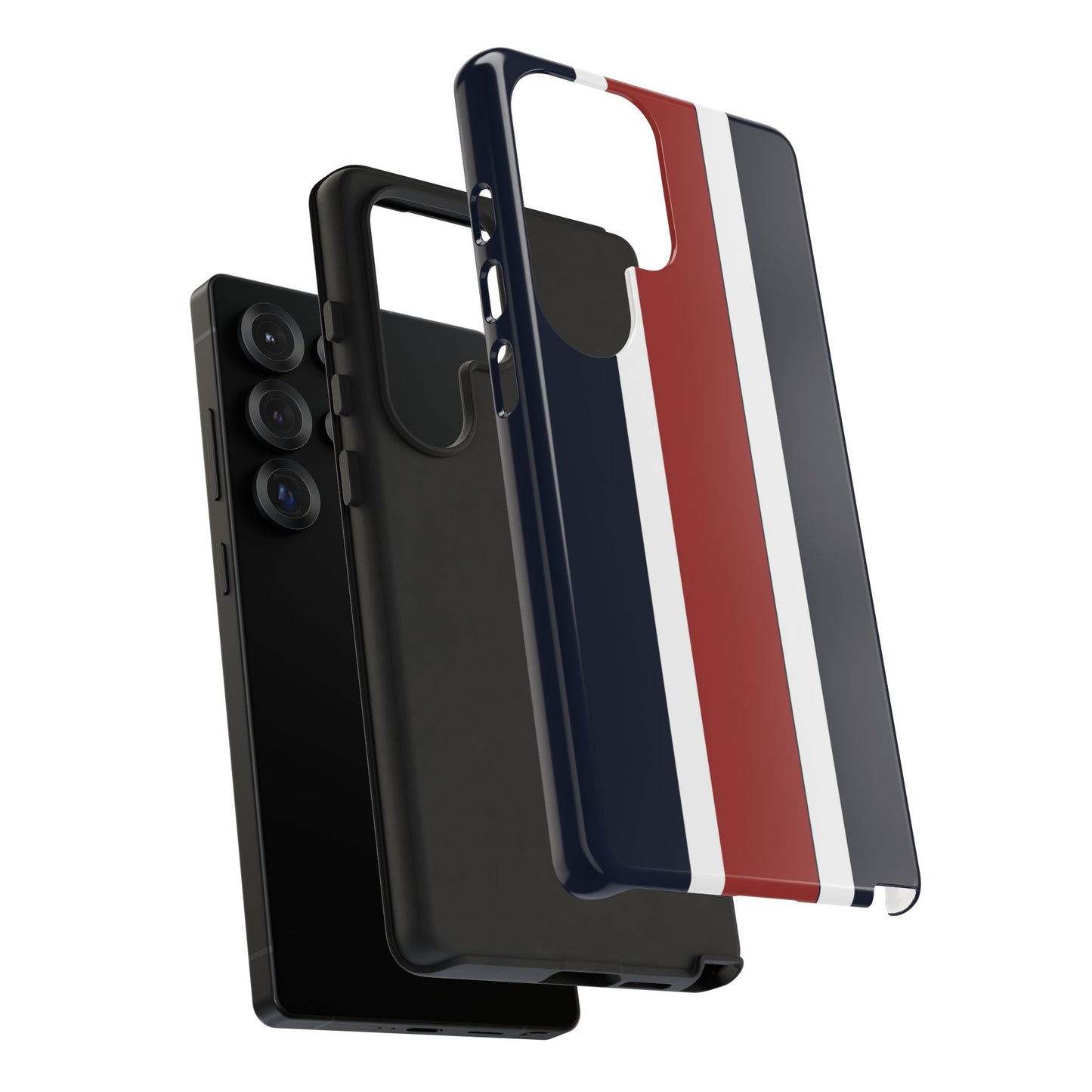 Lunar Midnight & Red-White Striped Stylish Phone Case - Tough Cases, Custom iPhone Cover, Sleek Phone Accessories, Gifts for Him/Her