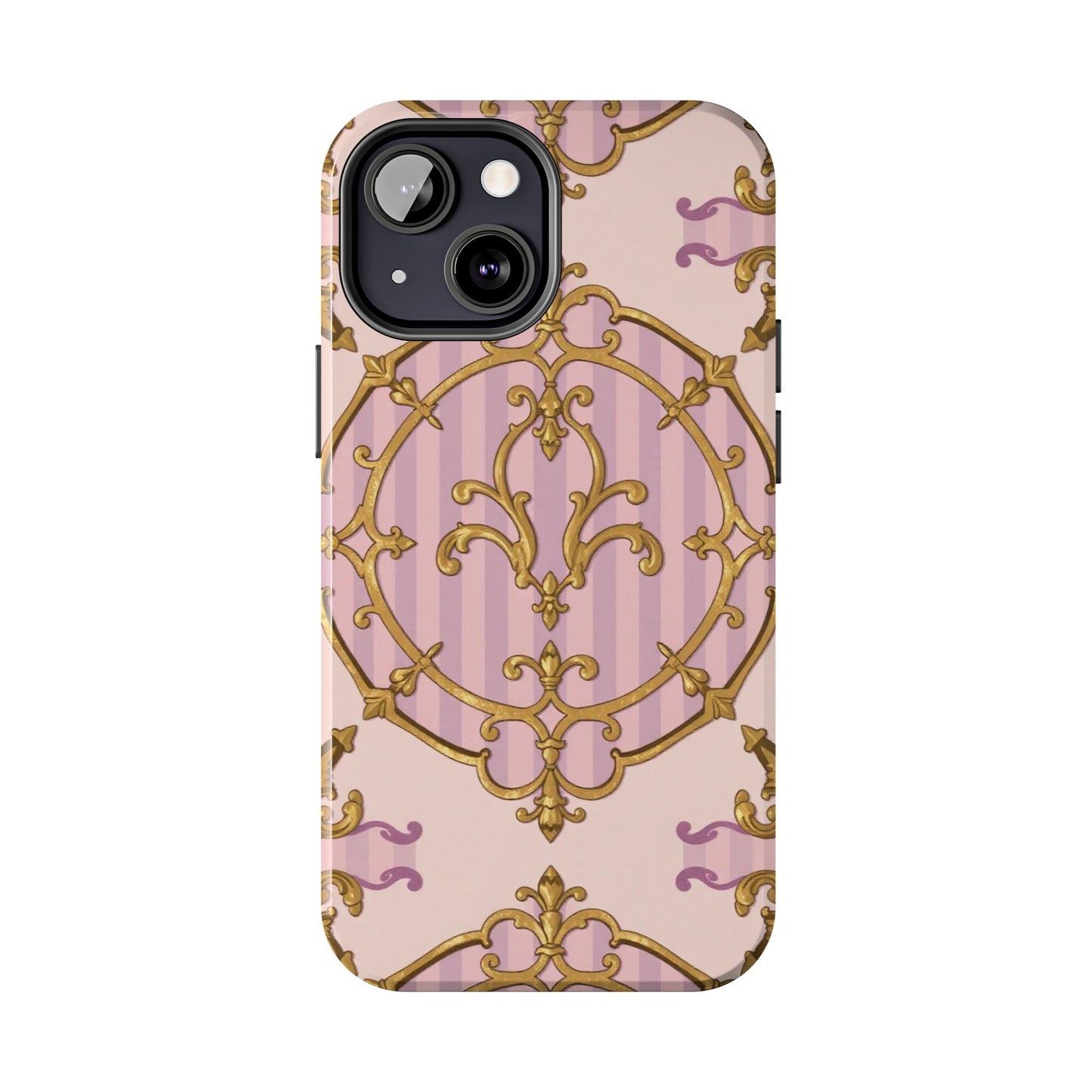 Elegant Vintage Phone Case, Tough Phone Case, Lavender & Alabaster Striped Gold Baroque Phone Cover, Stylish Phone Protector, Gift for Her