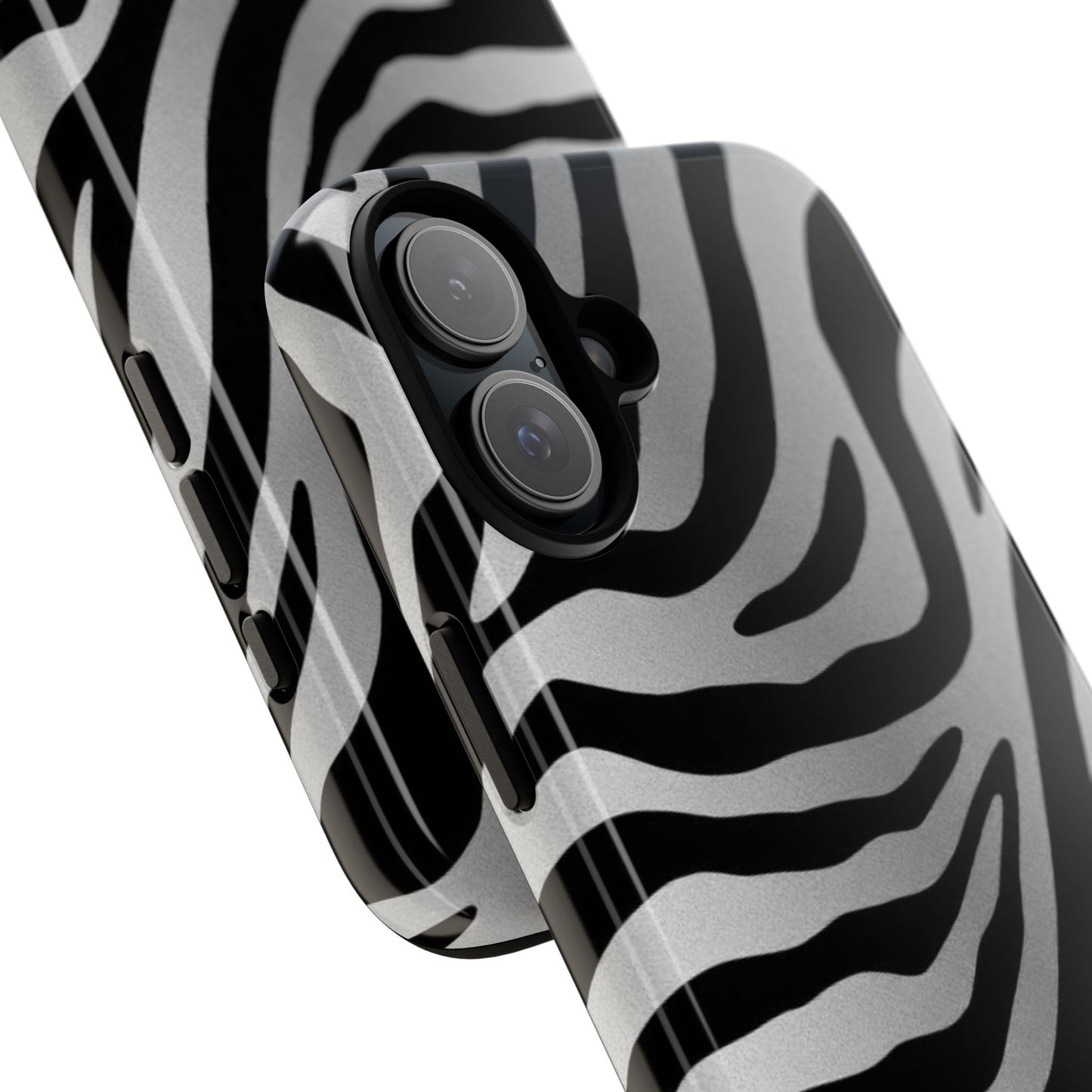 Zebra Print Tough Phone Case - Silver