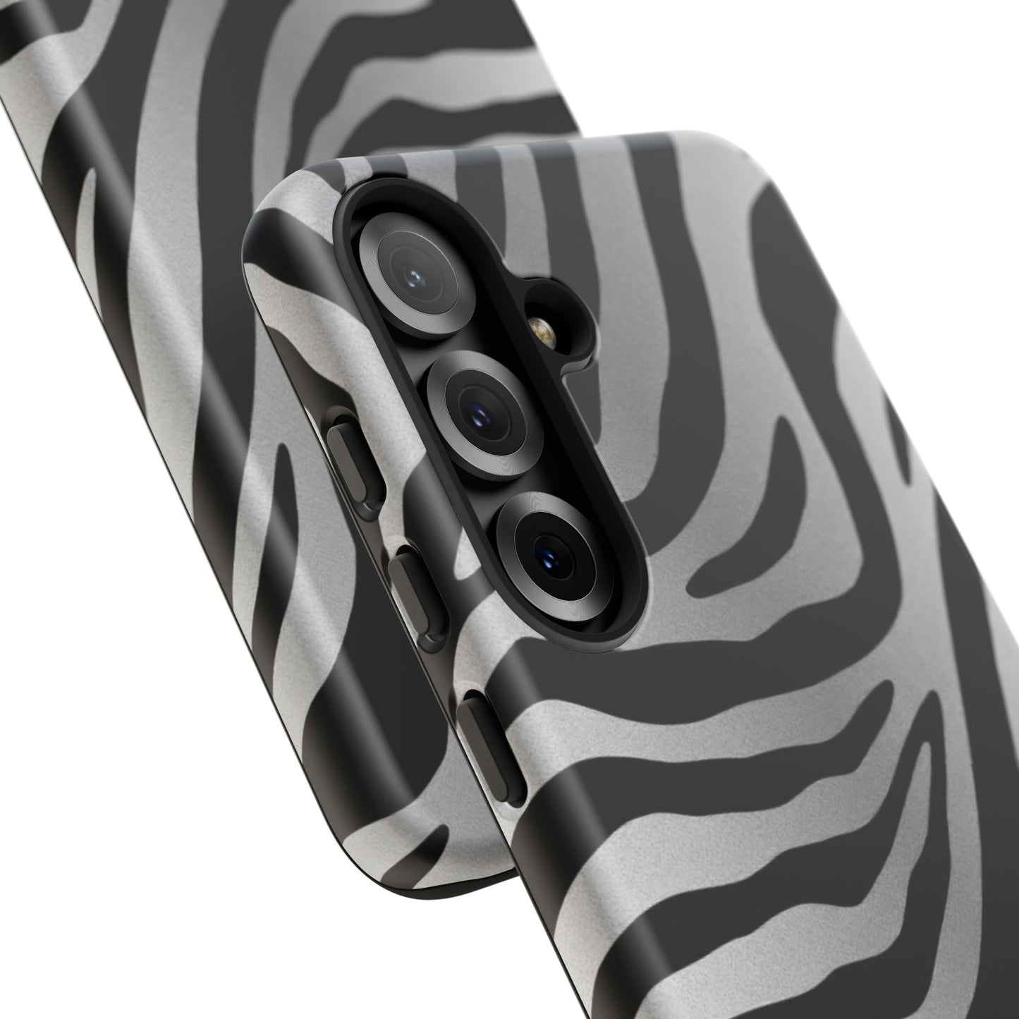 Zebra Print Tough Phone Case - Silver