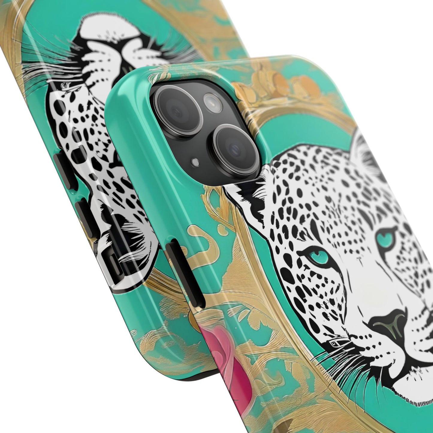 Leopard Tough Phone Case - Trendy Floral Design for Animal Lovers - Leopard & Rose