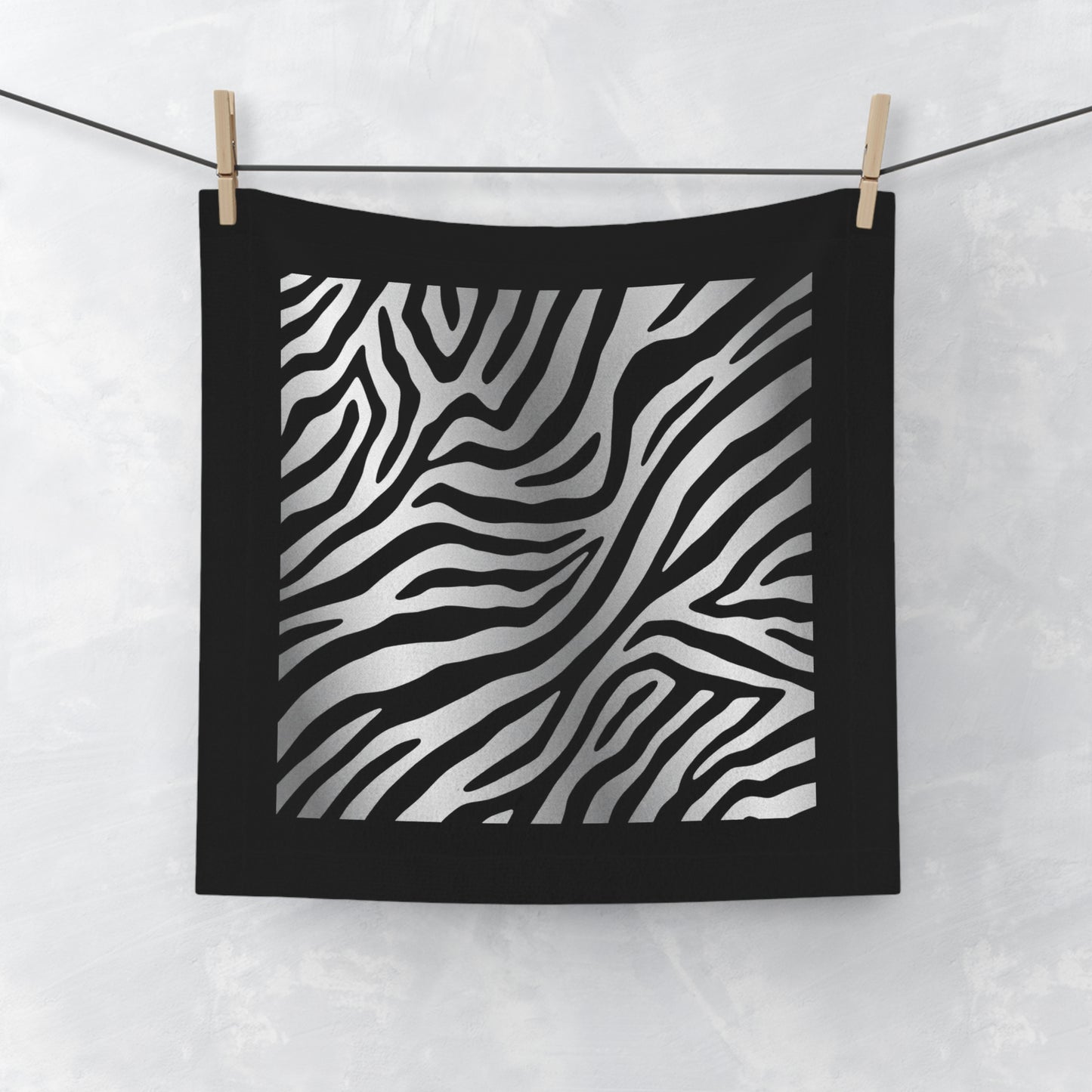 Chic Zebra Print Face Towel - Stylish Bath Collectible - Black Trim