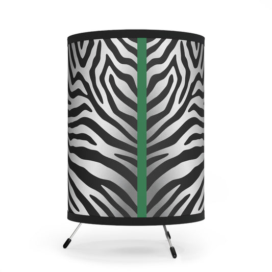Zebra Print Tripod Lamp - Modern Home Decor with High-Res Shades - Silver/Green Stripe