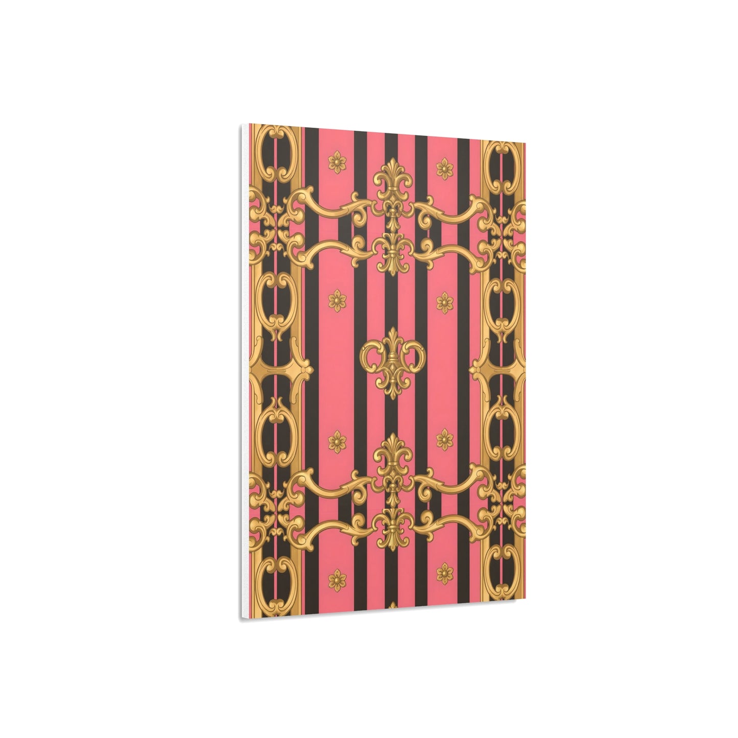 Elegant Decorative Foam Board - Chic Wall Decor, Glam Home Art, Stylish Backdrop, Gift for Her - Pink & Black Striped Gold Baroque