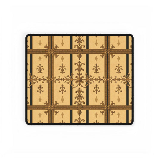 Elegant Desk Mats for Home Office, Stylish Workspace Accessories, Vintage Decor, Desk Protectors - Matte Yellow Striped Antique Rococo