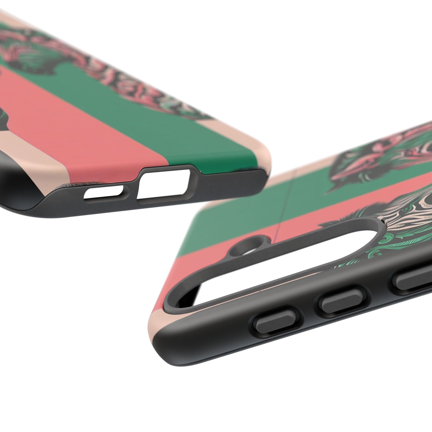 Phone Case - Elegant Pink & Green Zebra Damask Design
