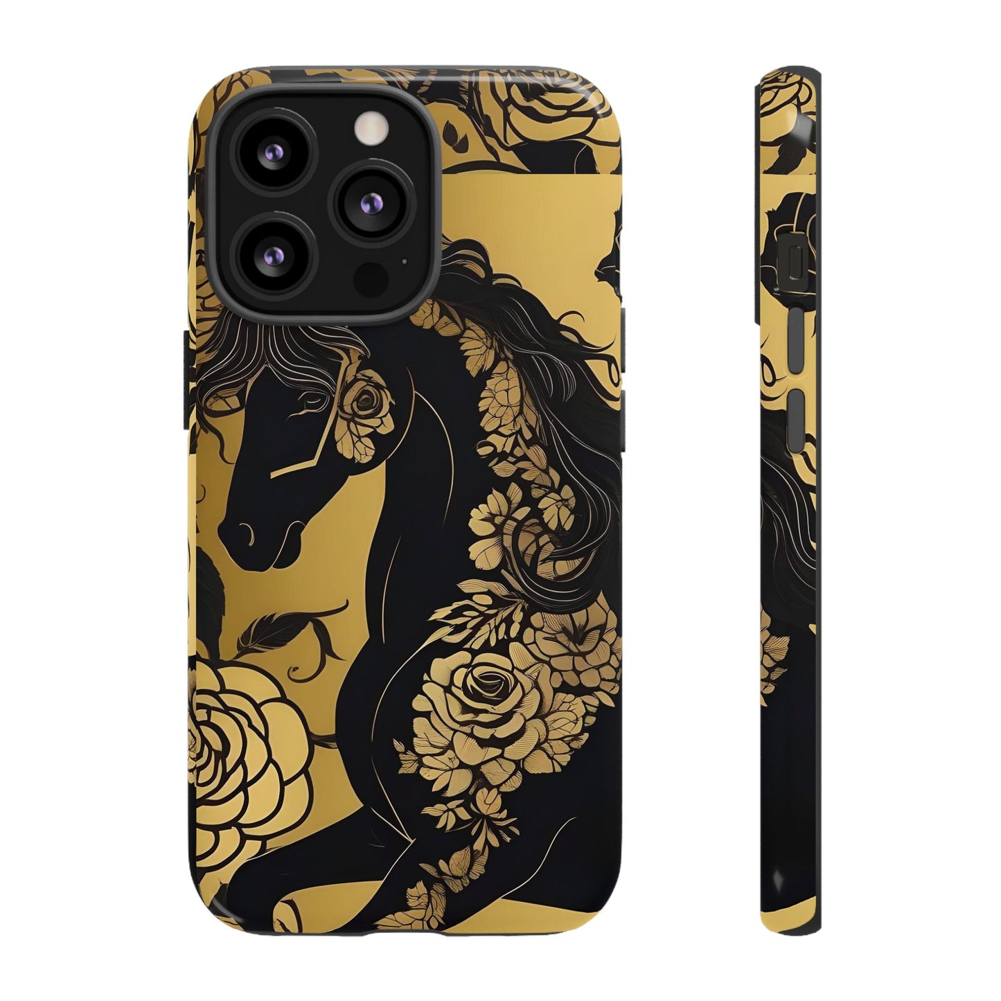 Phone Case - Elegant Horse & Roses Design