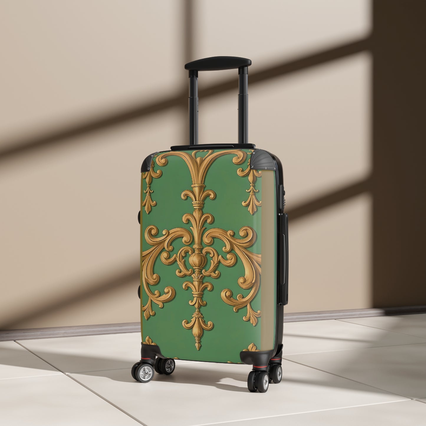 Decorative Luggage - Olive Green Striped Rococo