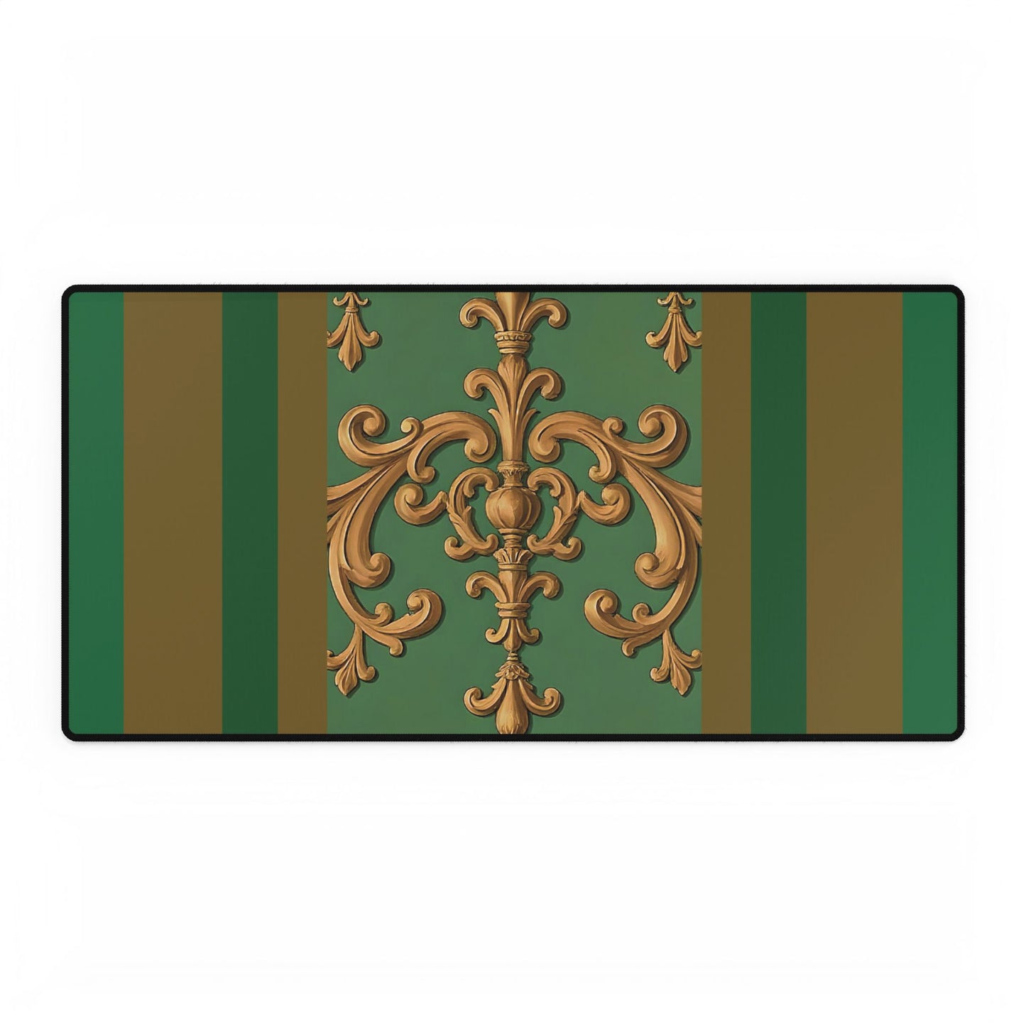 Elegant Office Desk Mats for Home & Work, Stylish Decor, Personalized Gift Idea for Professionals - Olive Green Striped Rococo