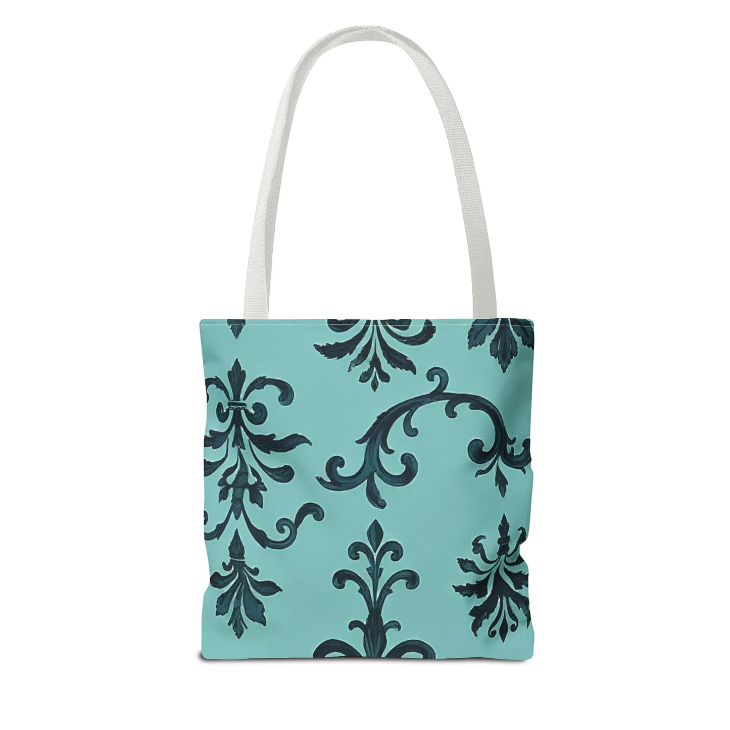 Chic Floral Tote Bag – Stylish Canvas Shopper, Gift for Her, Birthday Present, Everyday Use, Eco-Friendly, Floral Print - Teal Striped Rococo
