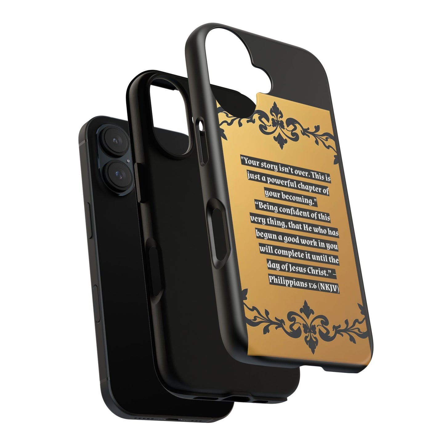 Elegant Floral Motif Phone Case - Tough Cases with Vintage Design - "Your story isn't over"