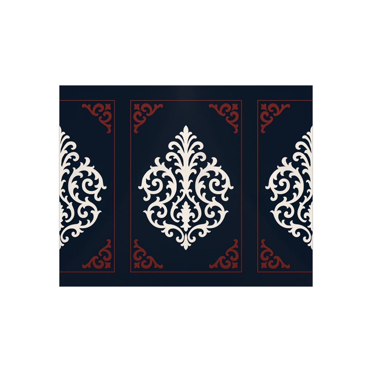 Dusk Blue-Maroon & White Baroque Foam Board Wall Art — Blue, White & Maroon Pattern