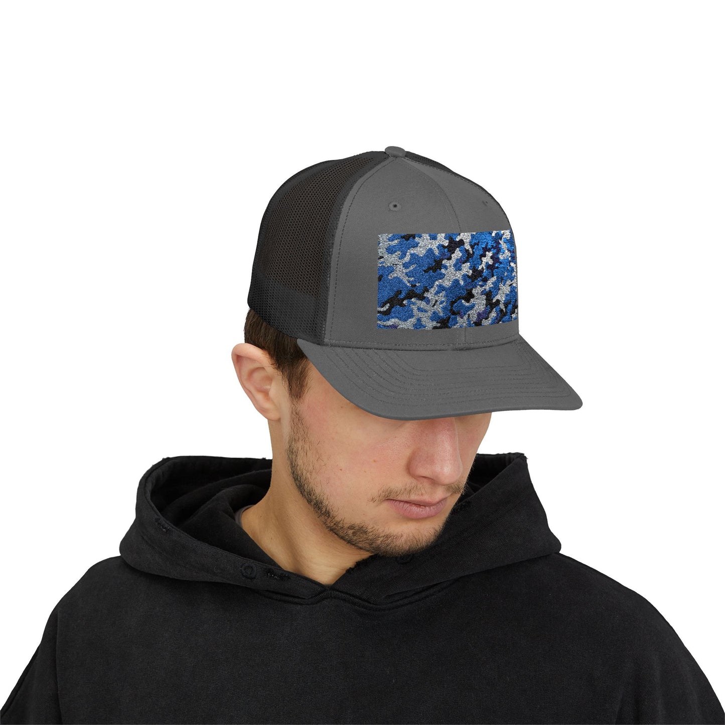 Camouflage Sequin Snapback Cap | Trendy Hats for Outdoor Lovers, Fashion Accessory, Gift for Him/Her, Summer Style - Blue Camo