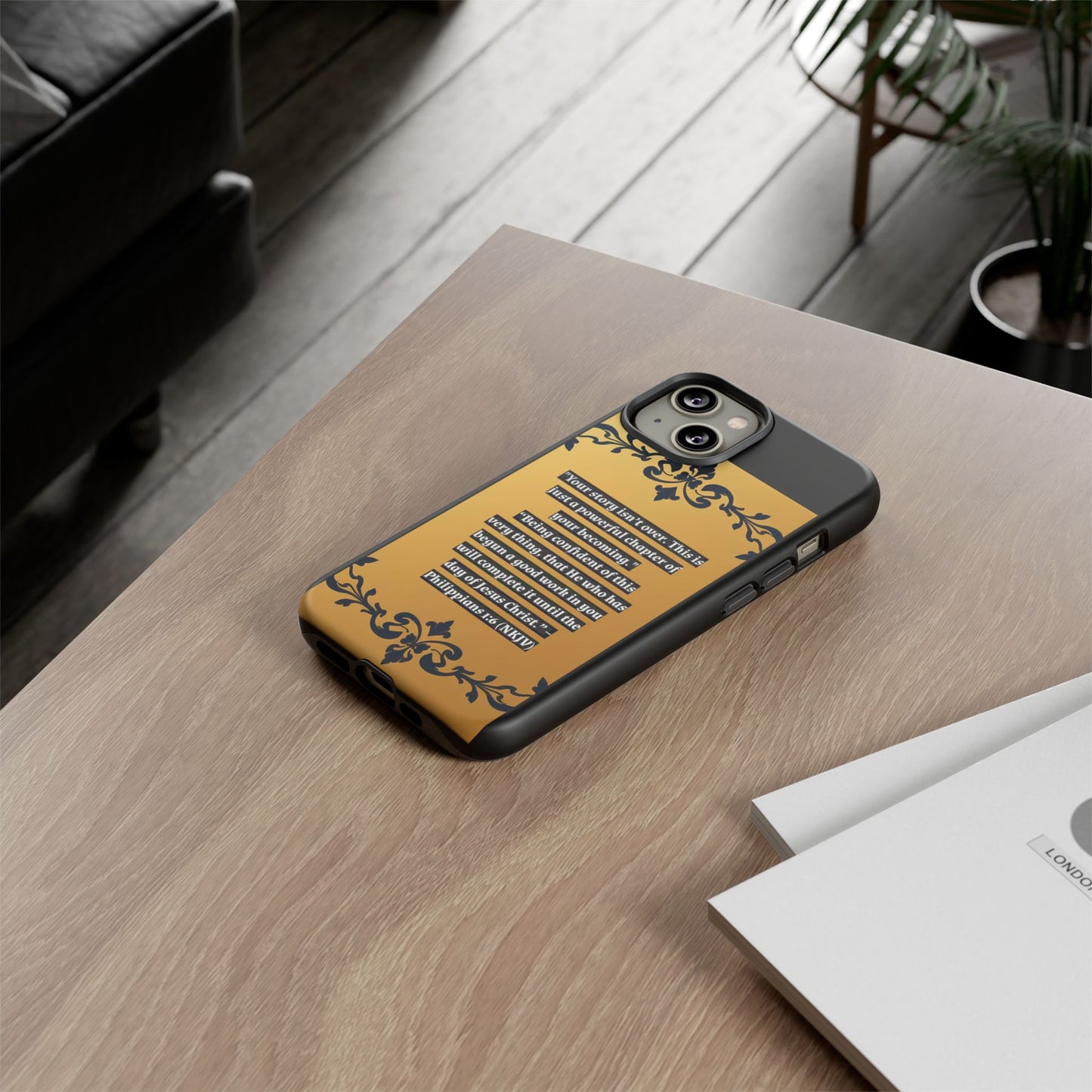 Elegant Floral Motif Phone Case - Tough Cases with Vintage Design - "Your story isn't over"