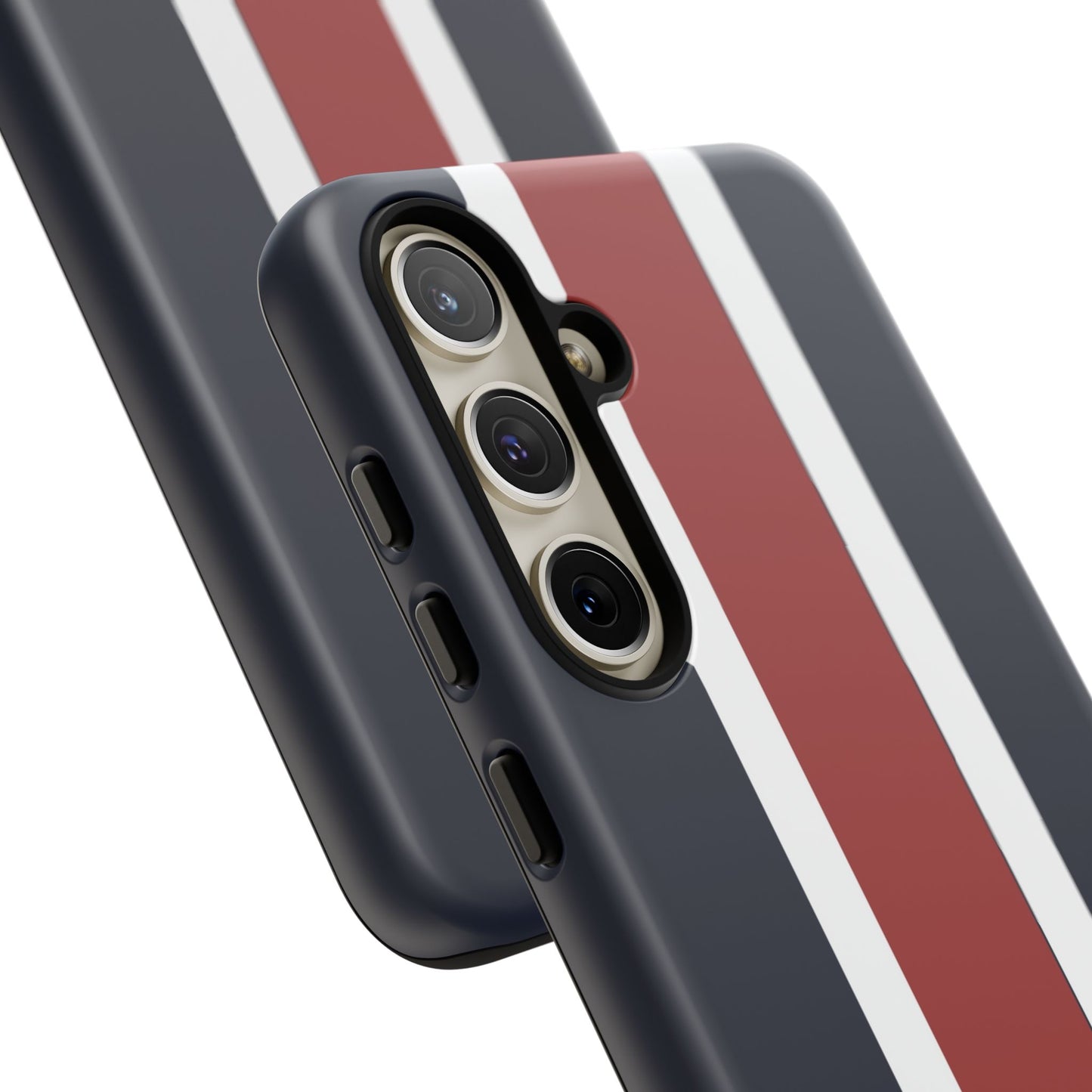 Lunar Midnight & Red-White Striped Stylish Phone Case - Tough Cases, Custom iPhone Cover, Sleek Phone Accessories, Gifts for Him/Her