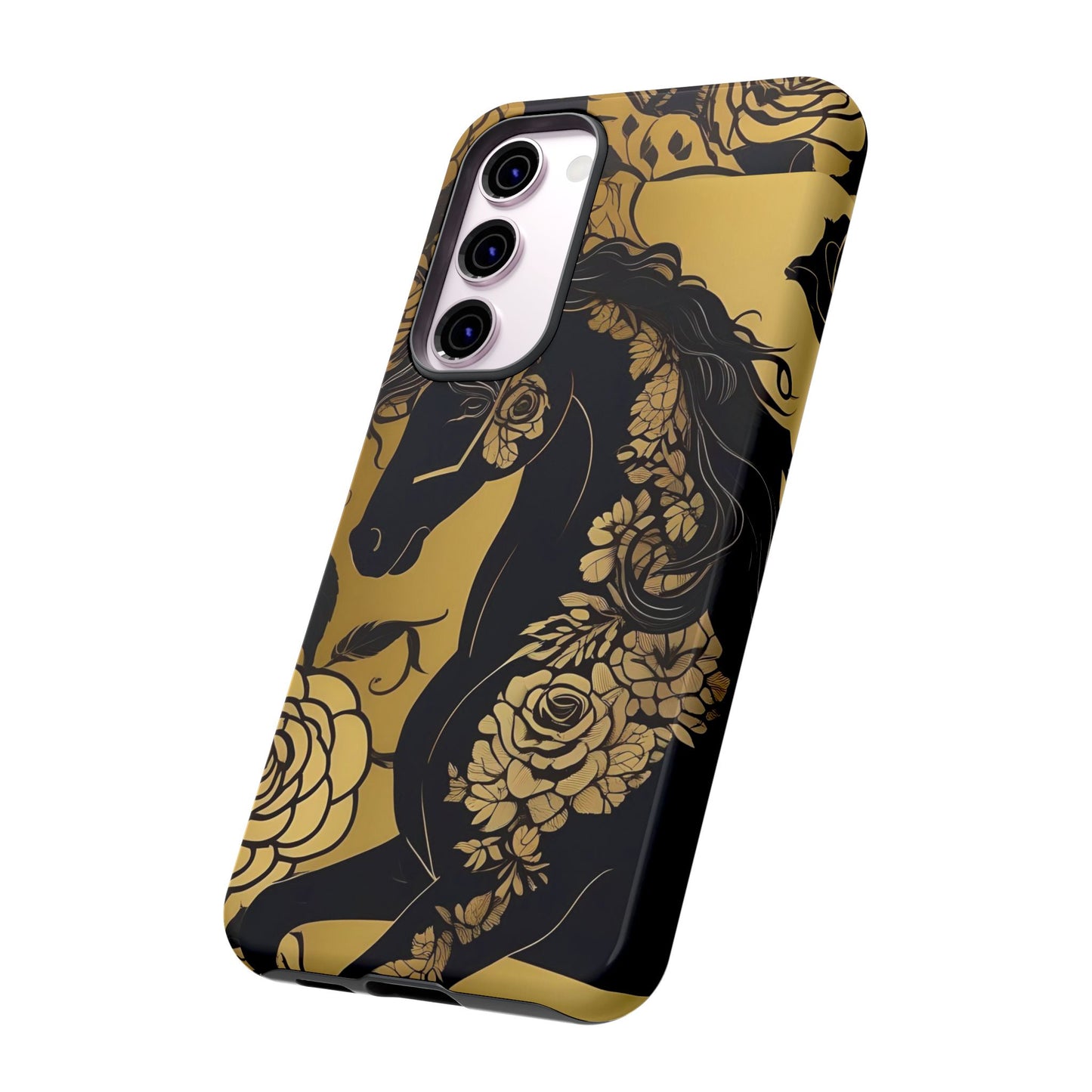 Phone Case - Elegant Horse & Roses Design