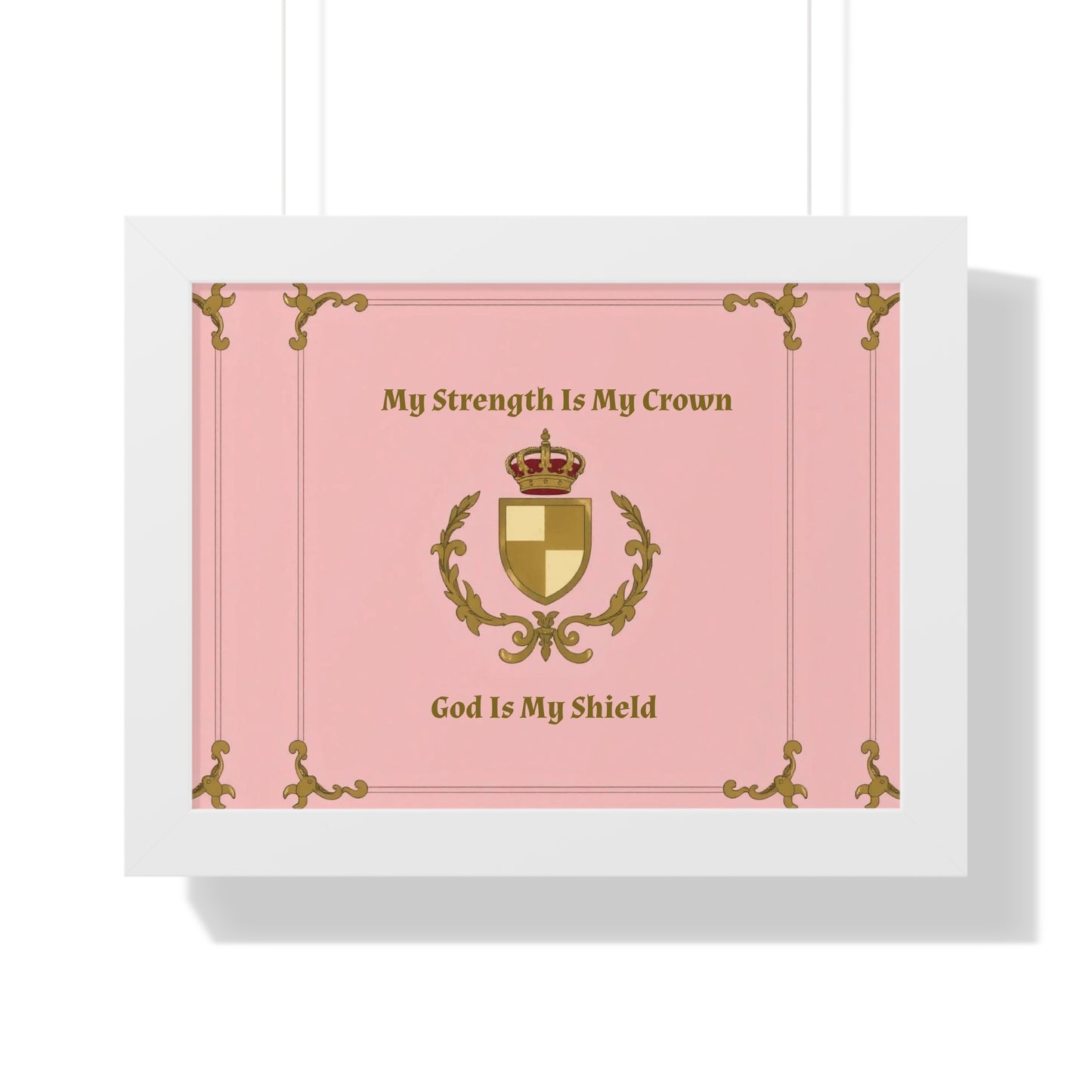 Crest & Crown Spiritual Quote Empowering Framed Poster, Inspirational Wall Art, Crown Design, Home Decor, Motivational Gift, Bible Verse Decoration