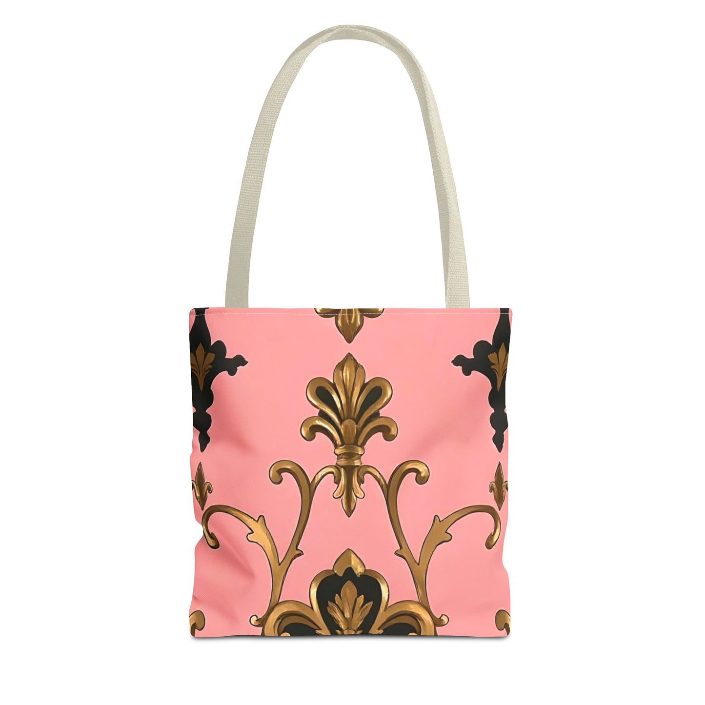 Elegant Patterned Tote Bag - Chic Carry-All for Everyday Use, Fashion Accessory - Pink, Black & Gold Rococo