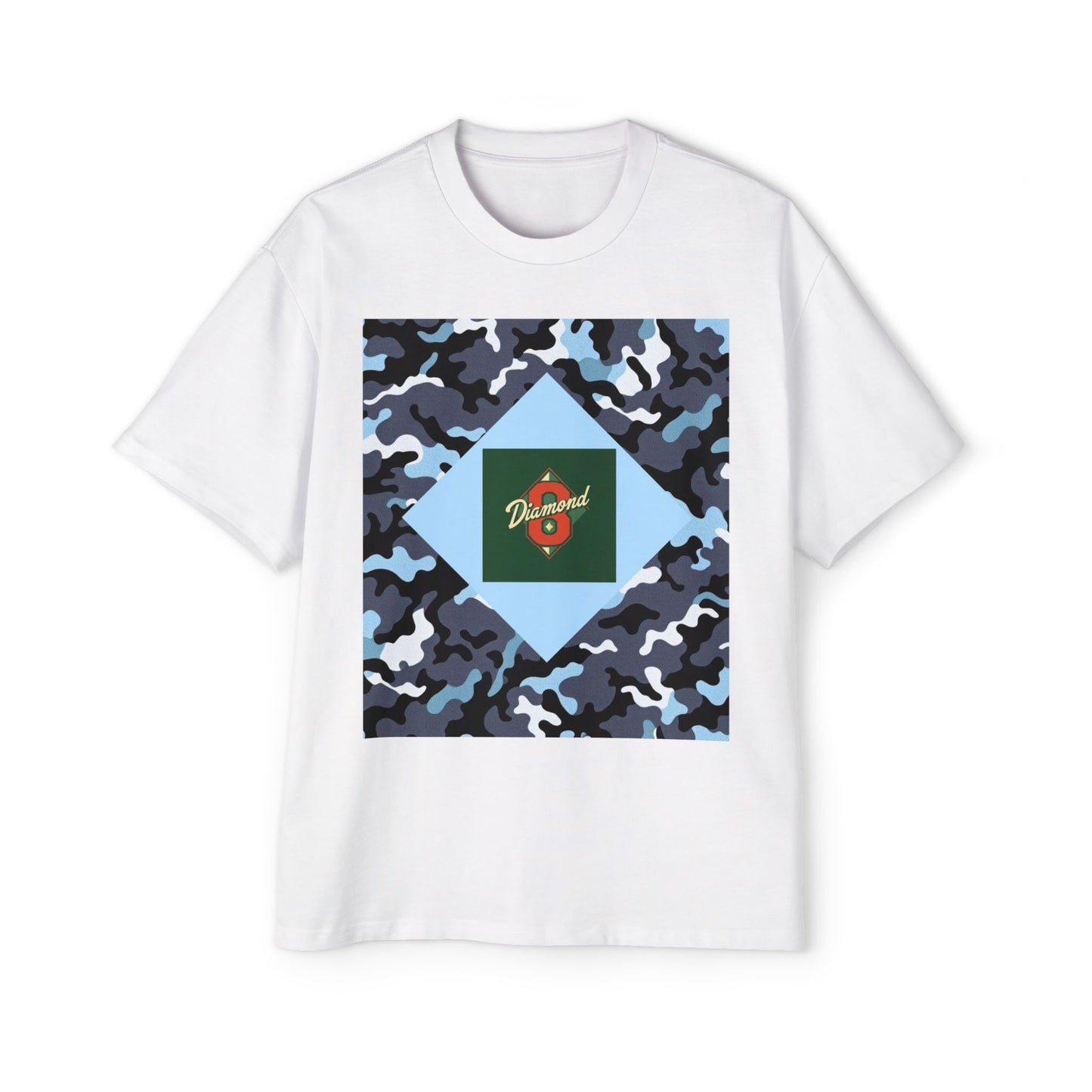 Men's Oversized Camo Tee, Casual Streetwear, Graphic T-Shirt, Trendy Outfit, Gift for Him, Relaxed Fit Top - Camo & Diamond 8