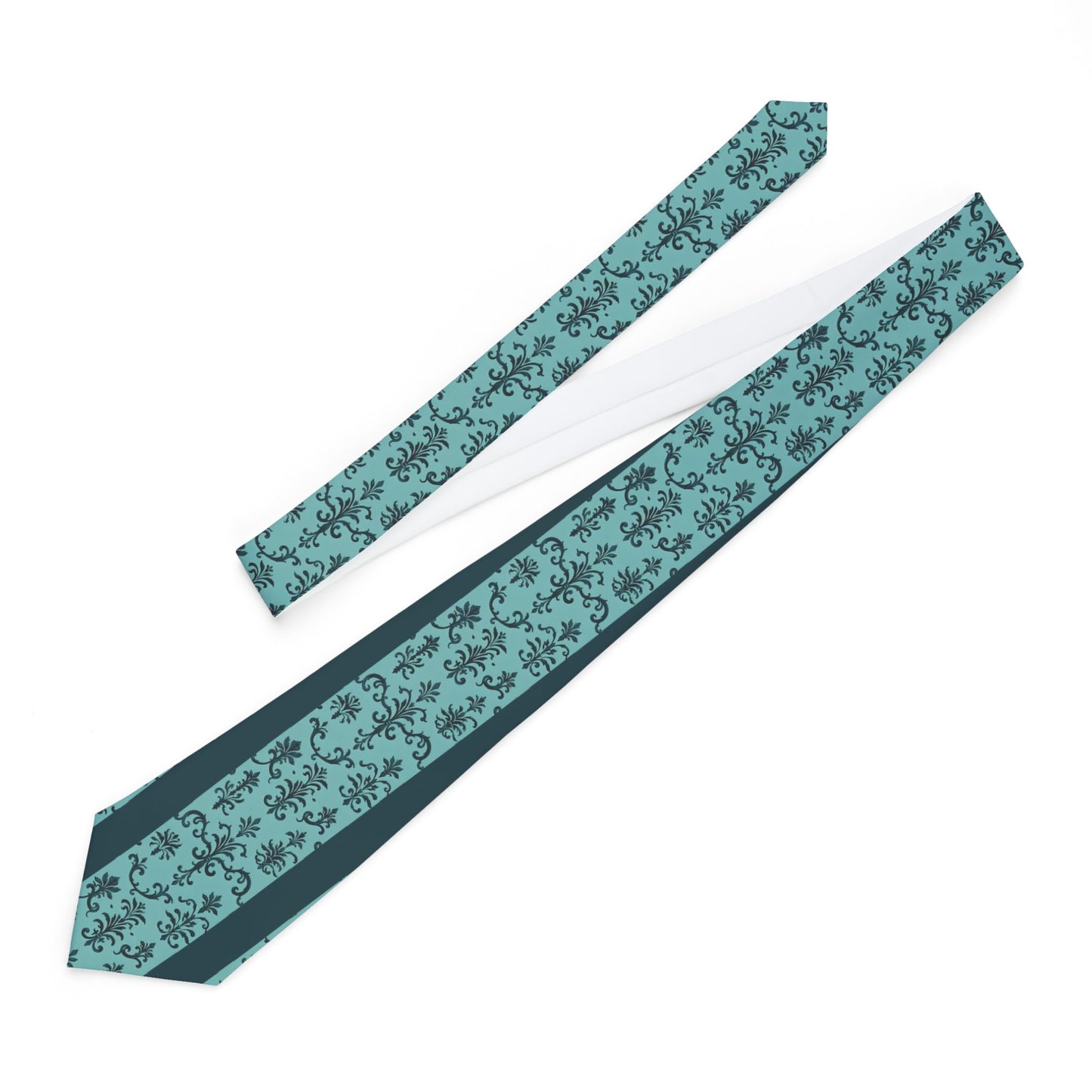 Stylish Necktie | Elegant Accessories for Men, Formal Wear, Gifts for Him, Wedding Attire, Business Casual - Teal Striped Rococo