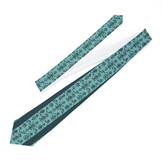 Stylish Necktie | Elegant Accessories for Men, Formal Wear, Gifts for Him, Wedding Attire, Business Casual - Teal Striped Rococo