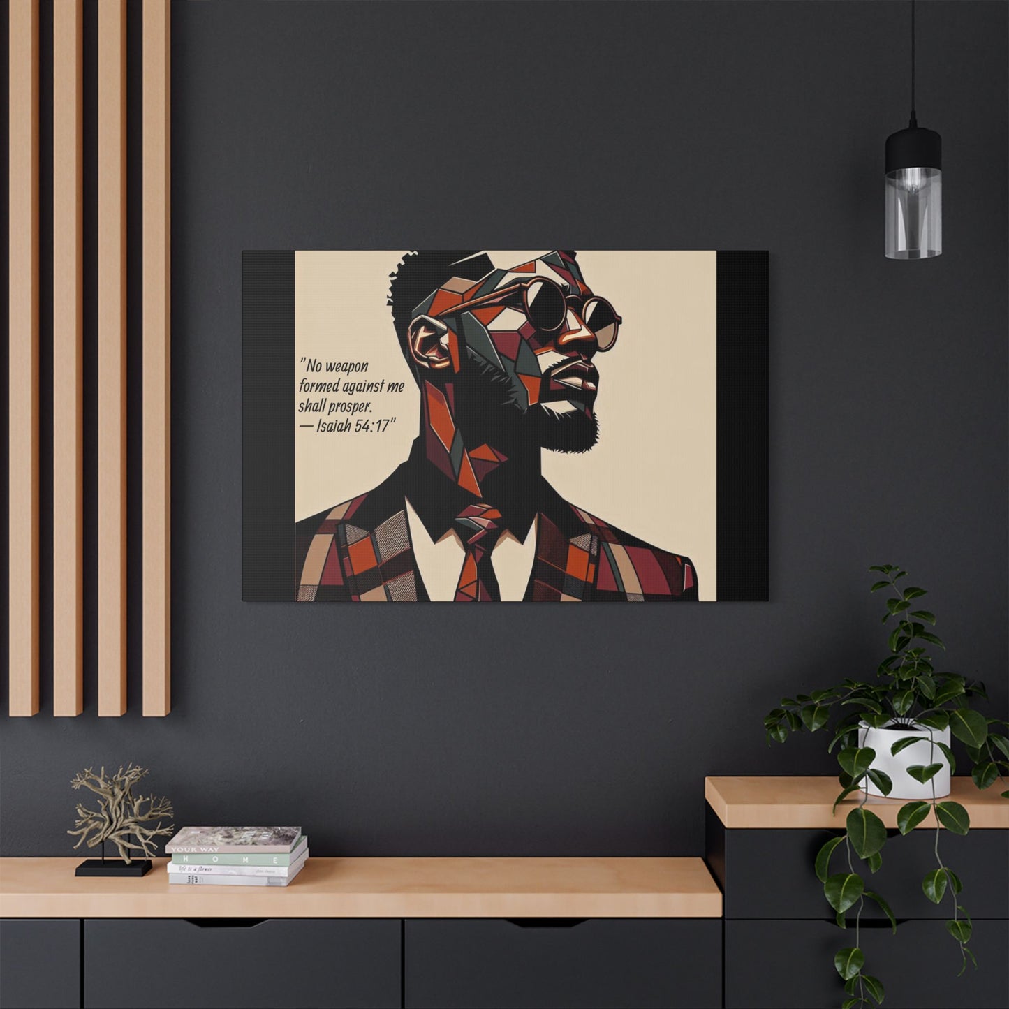 Afro Art Print Canvas, Wall Decor, Satin Stretched Canvas, African American Art, Office Decor, Home Decor - Isaiah 54:17