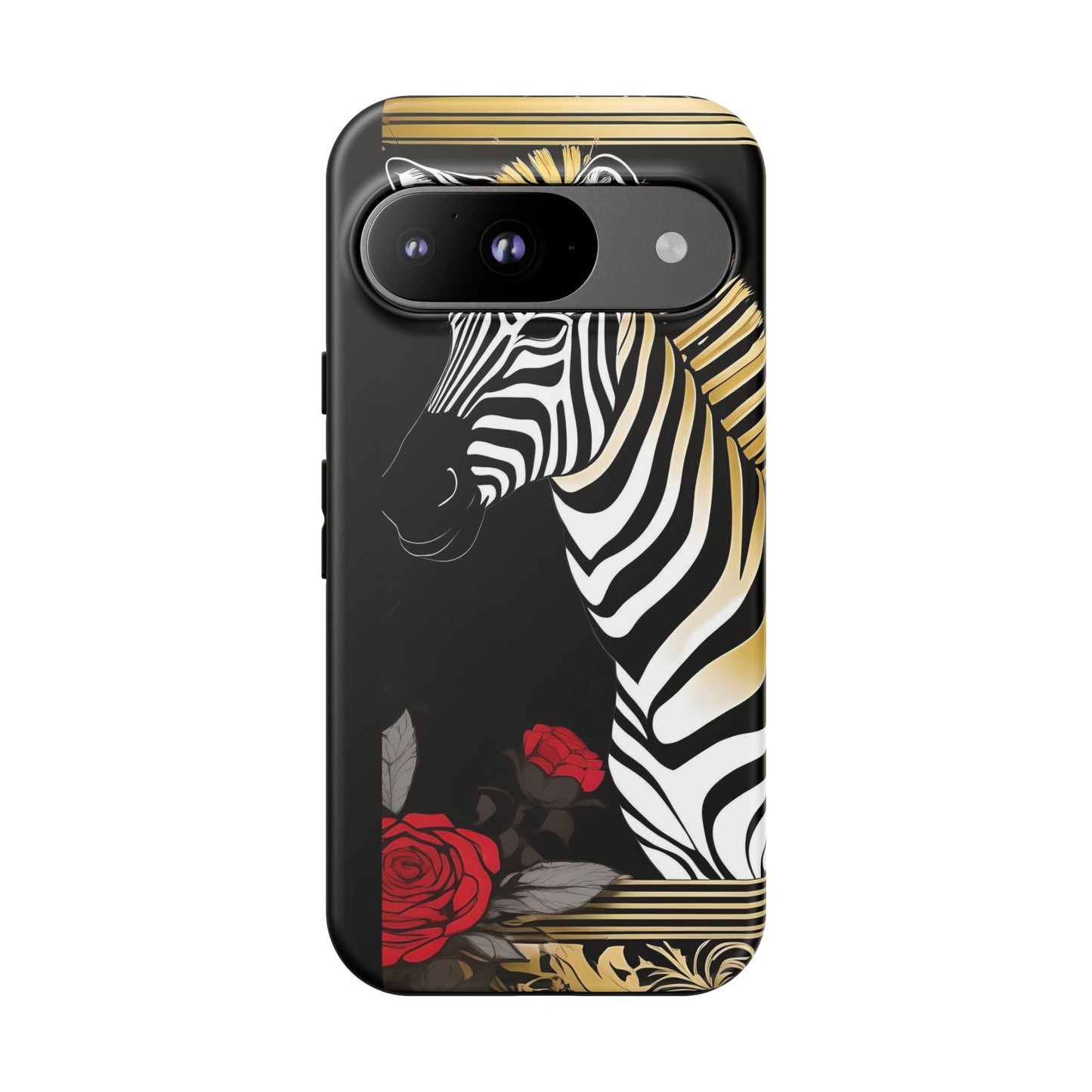 Phone Case - Elegant Zebra & Roses Design
