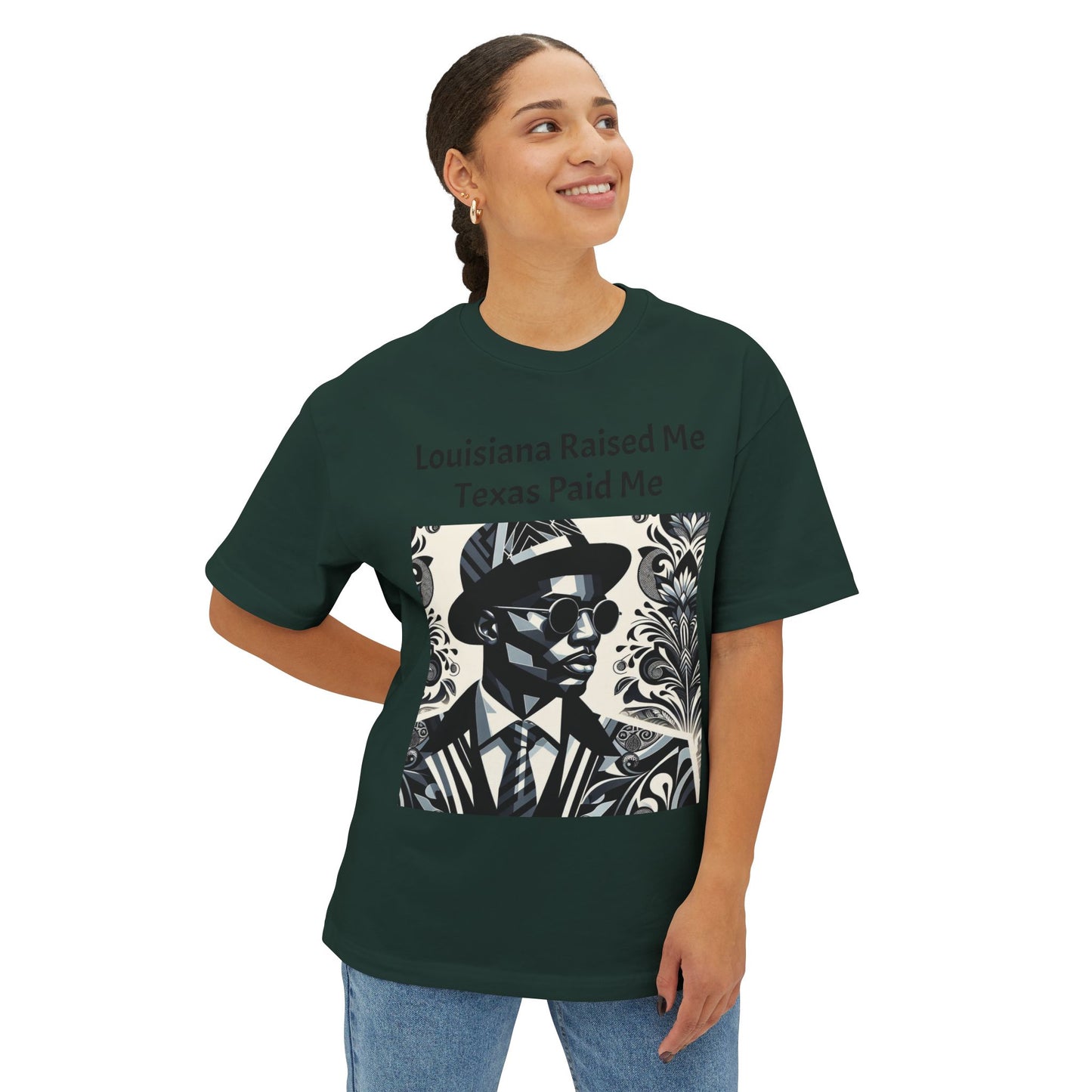 Louisiana and Texas Pride Oversized Tee, Unisex Graphic Tee, Casual Wear, Street Style, Gift for Music Lovers - Black Letters