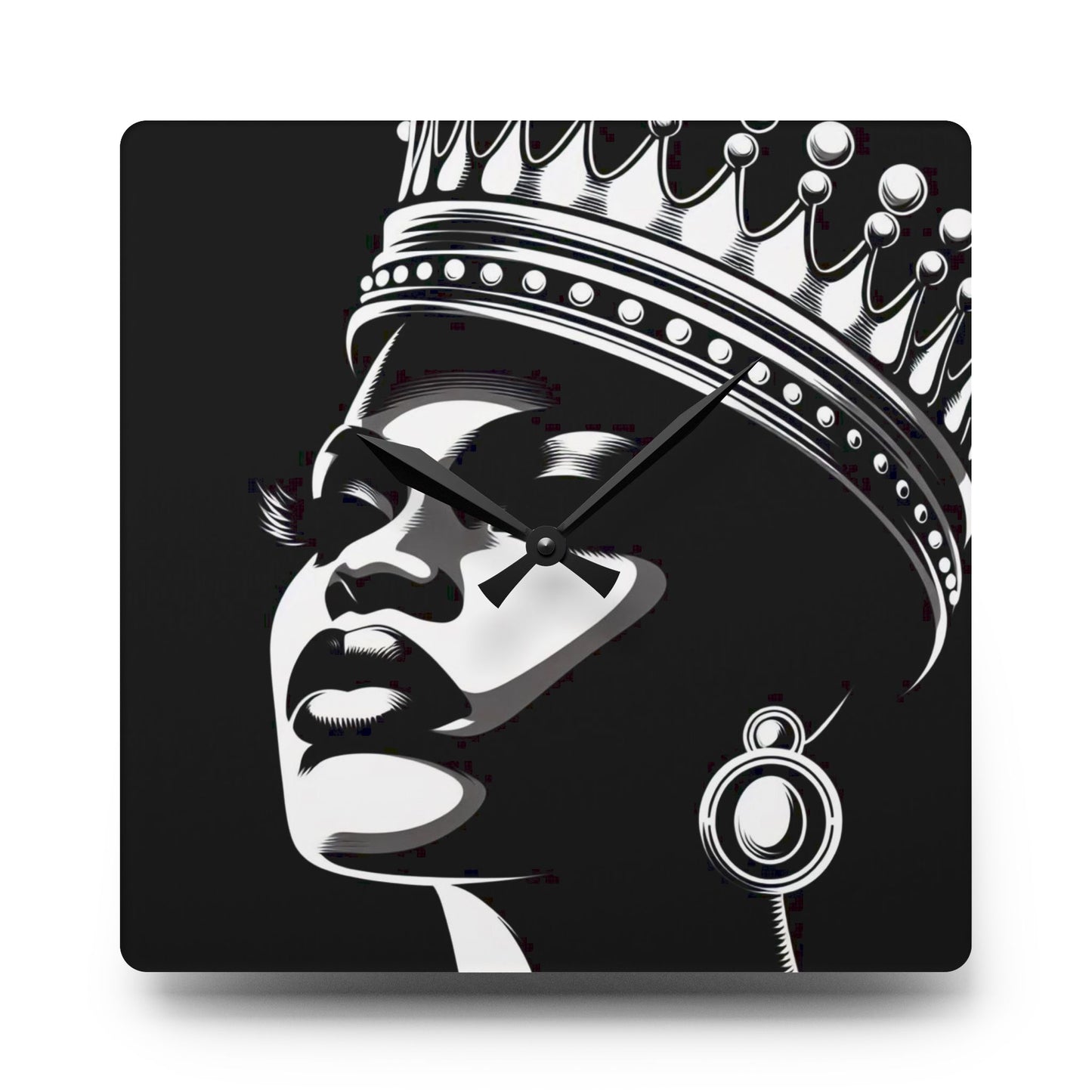 Elegant Queen Acrylic Wall Clock, Modern Home Decor, African American Art, Unique Gifts, Wall Art for Living Room