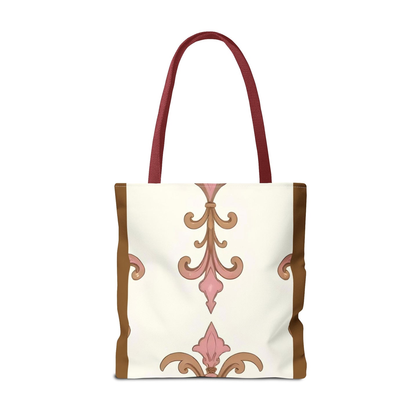 Elegant Floral Tote Bag - Perfect for Everyday Use, Shopping, Gifts, Summer Outings, and Special Occasions - Brown Striped Pink Arabesque