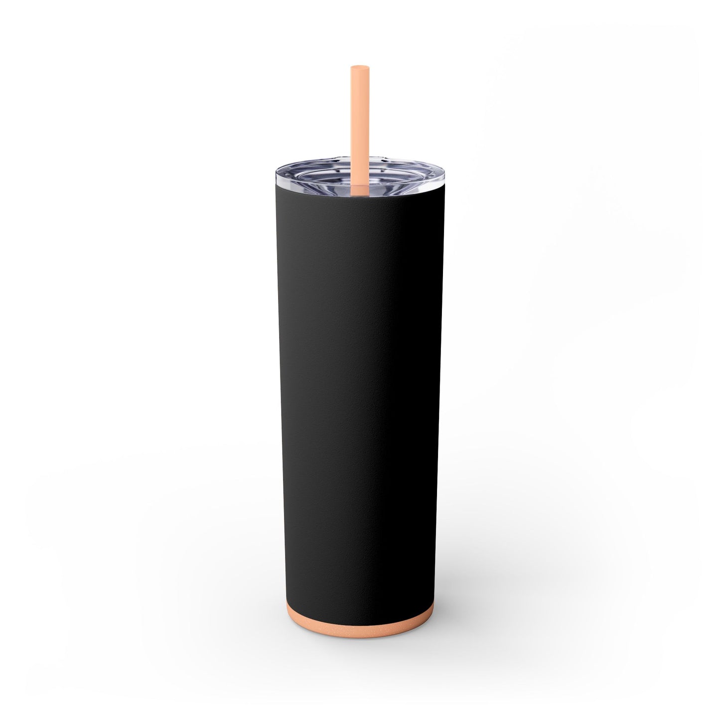 Stylish Black Skinny Tumbler with Straw, 20oz - Perfect for Coffee, Juice, and Smoothies, Ideal Gift for Any Occasion