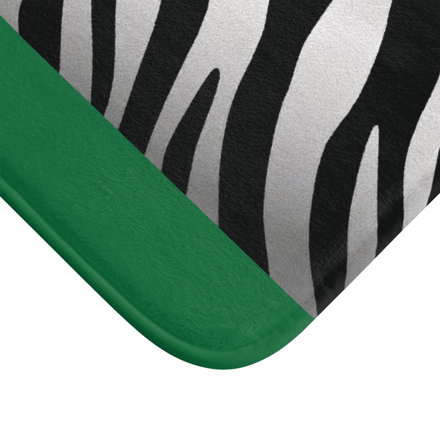 Stylish Zebra Print Bath Mat - Modern Bathroom Decor - Green Trim