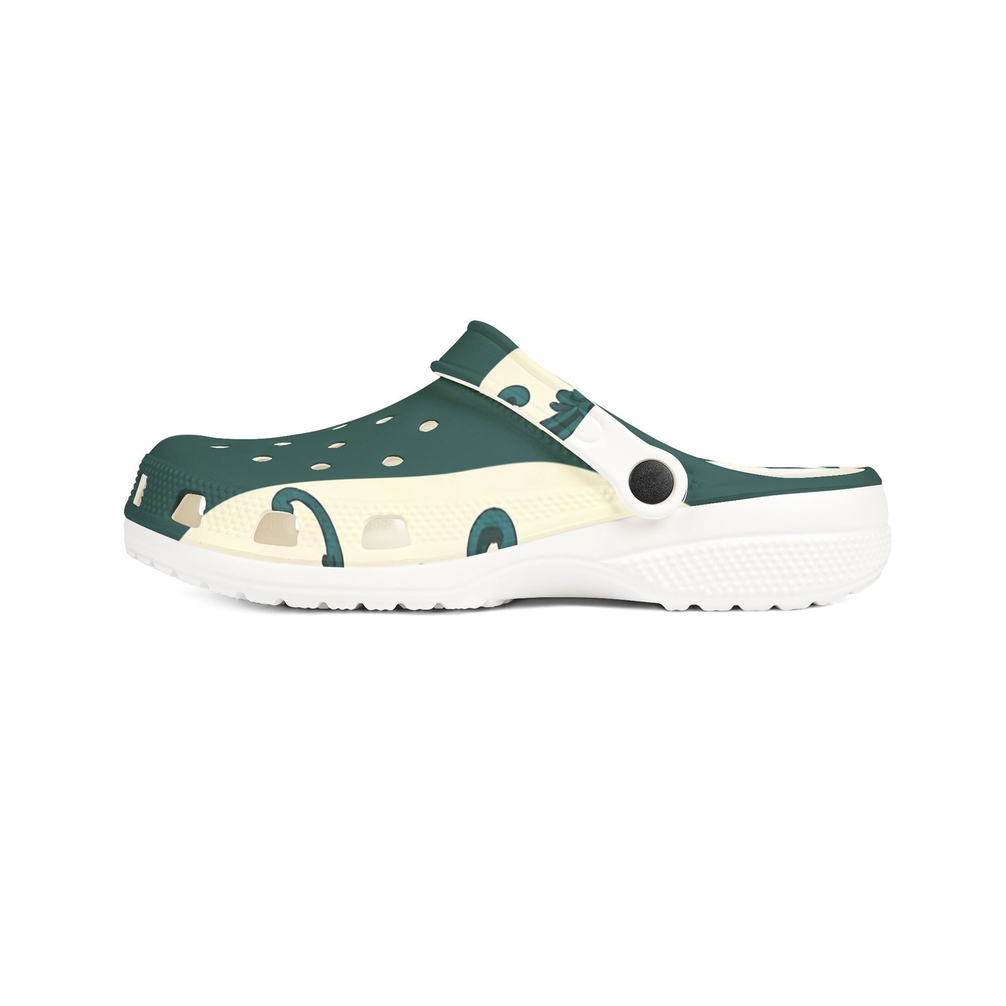 Stylish EVA Foam Rubber Shoes, Trendy Garden Clogs, Comfortable Summer Footwear, Perfect for Outdoors - Teal Striped Rococo