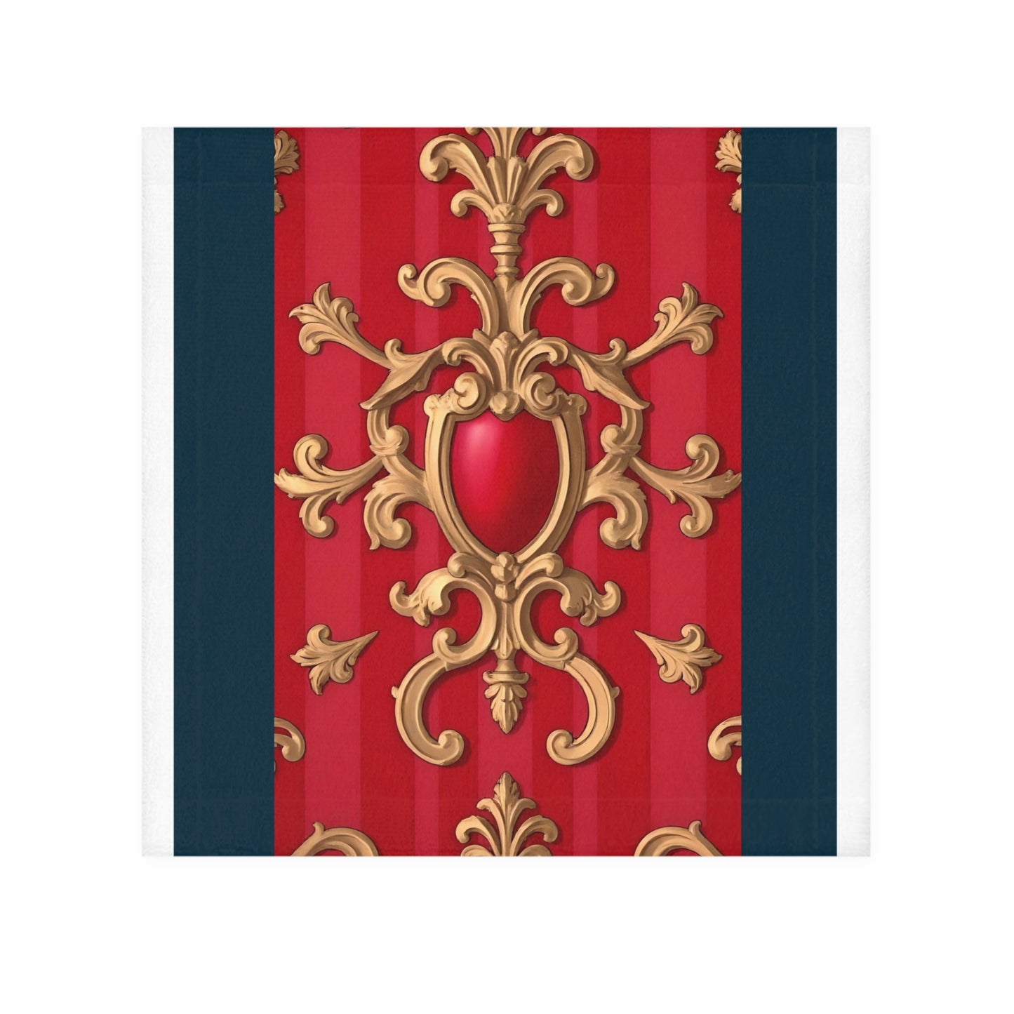 Elegant Red Ornate Face Towel, Luxurious Washcloth, Spa Gift, Bathroom Décor, Home Essentials, Decorative Towel - Blue, Red & White Striped Baroque