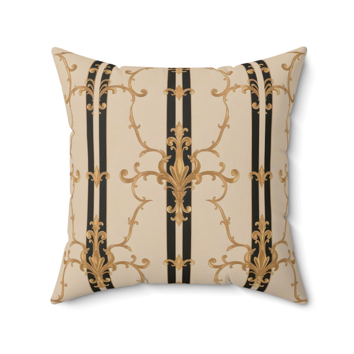 Elegant Decorative Pillow, Stylish Home Decor, Luxurious Throw Cushion, Gift for Her, Bedroom Accent - Black & Beige Striped Damask