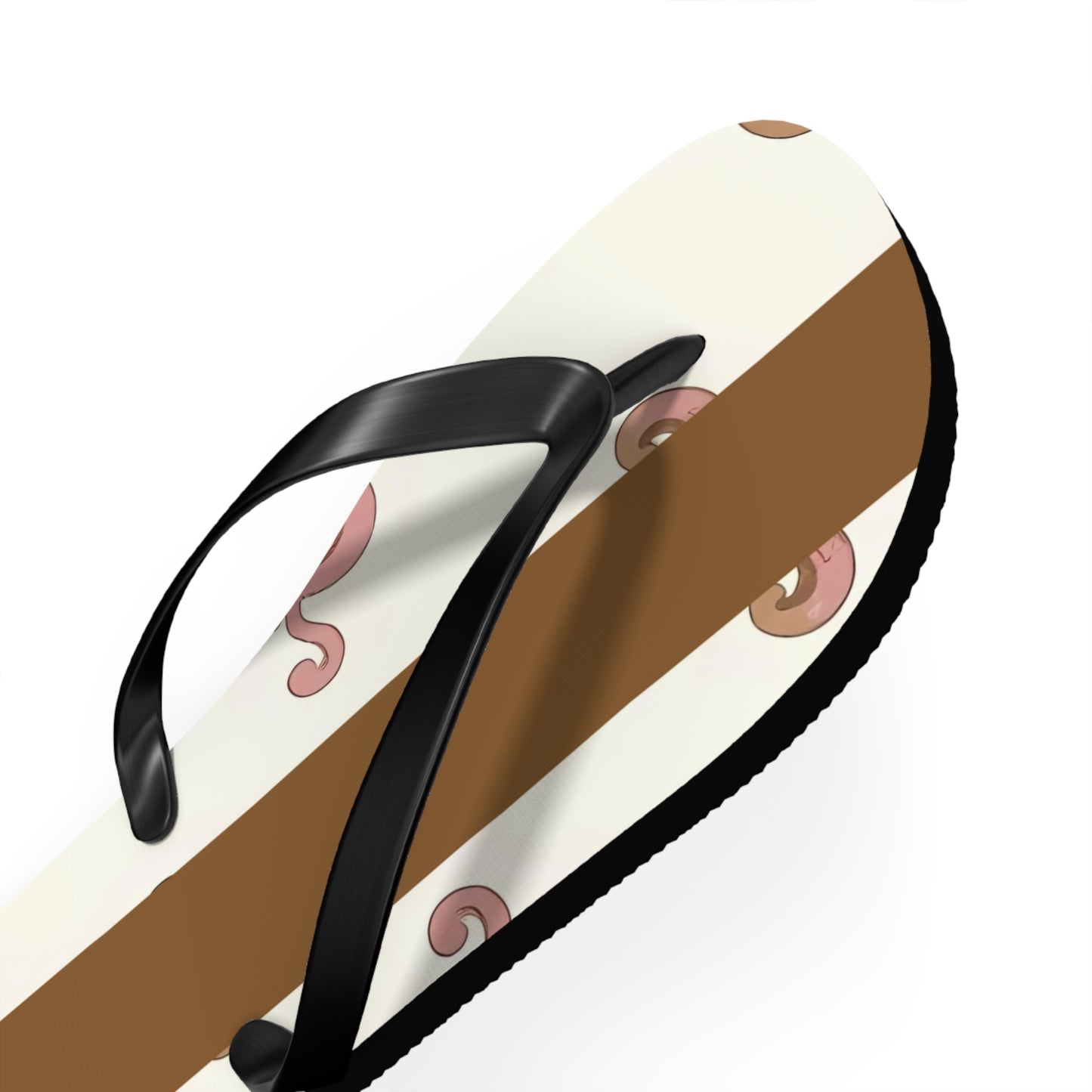 Stylish Flip Flops - Summer Footwear, Beach Ready, Vacation Essentials, Casual Sandals, Gift for Her - Brown Striped Pink Arabesque