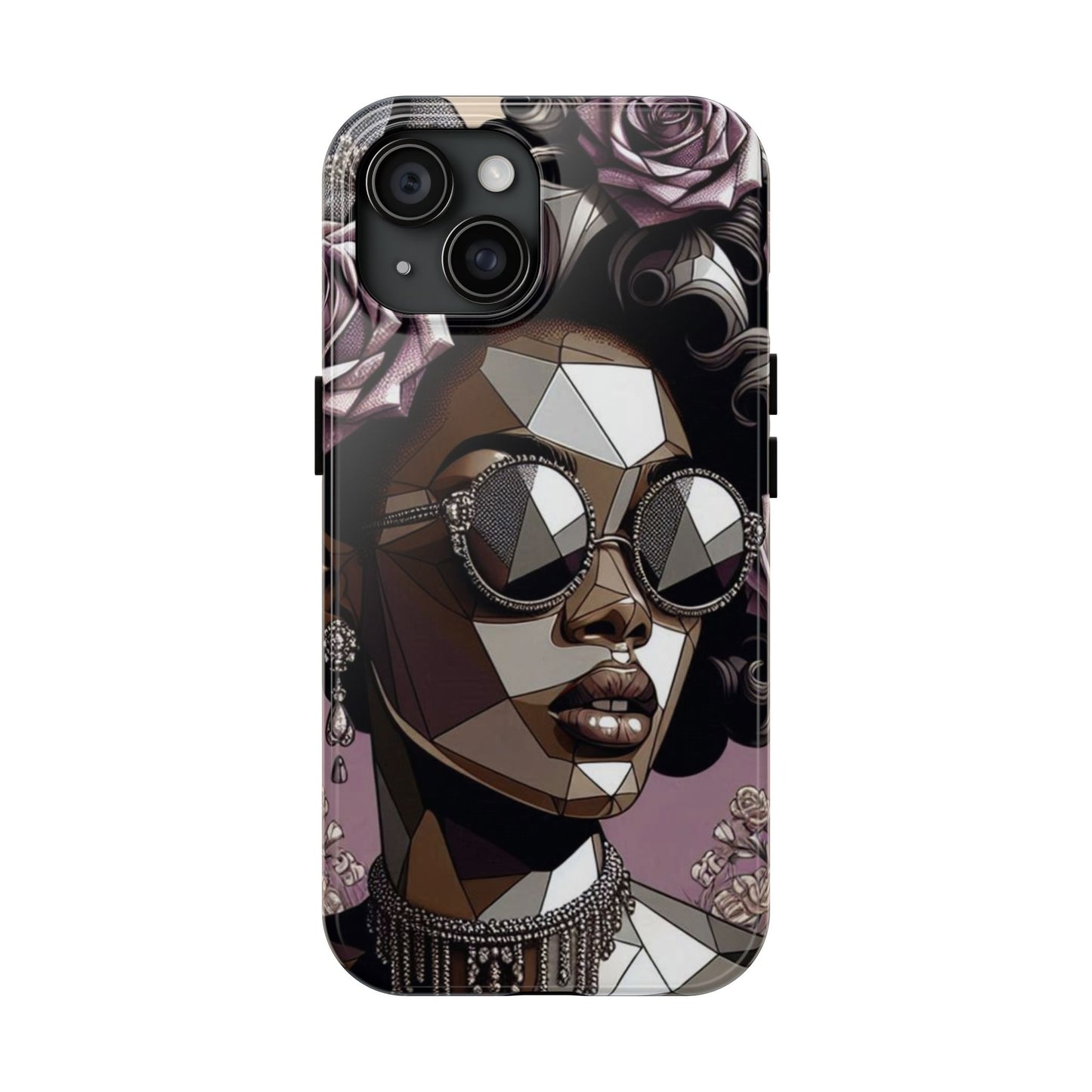 Chic Geometric Phone Case, Stylish Tough Case for Women, Unique Gift, Floral Design, Modern Accessories for Everyday Use - Lilac Baroque Lady
