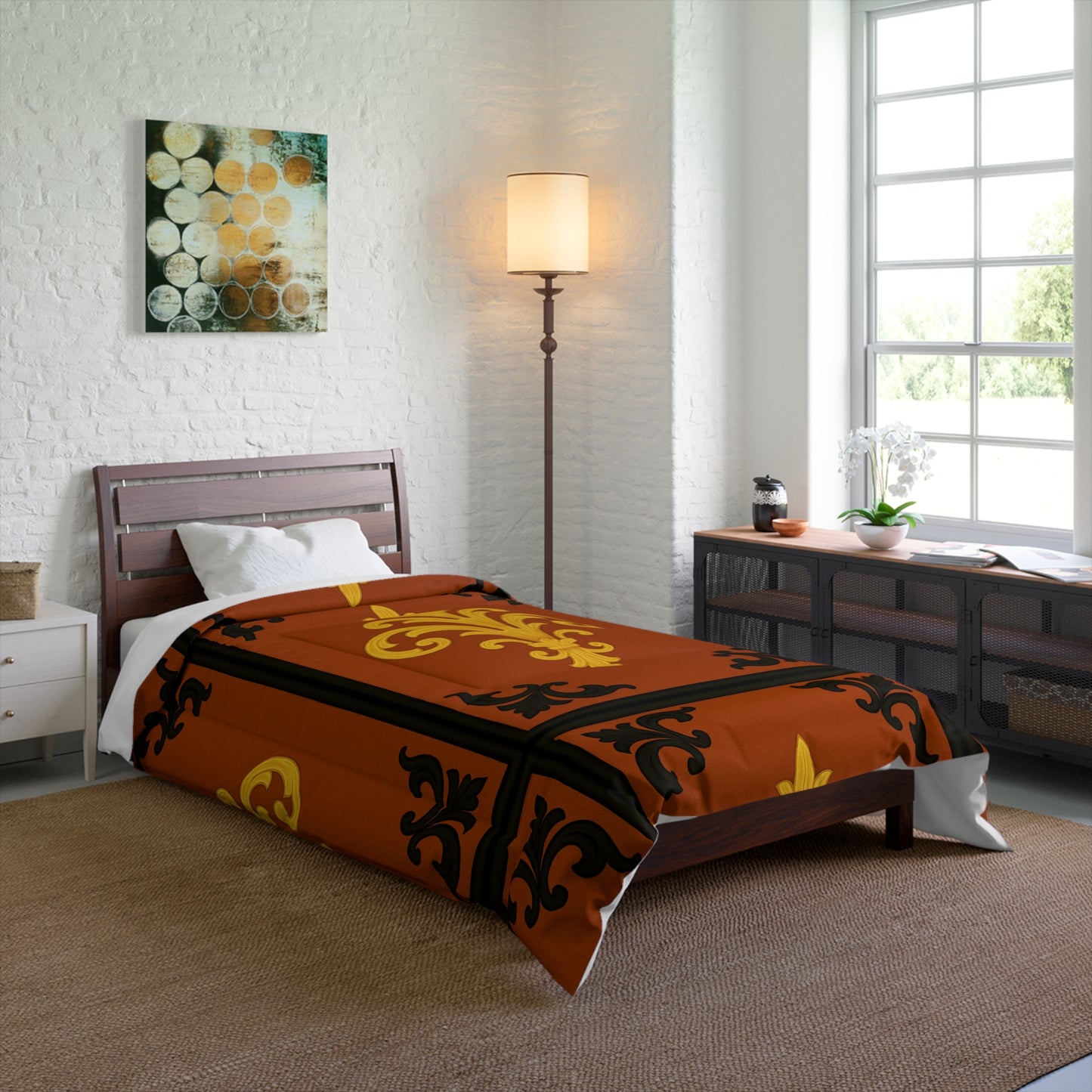 Dusk Terracotta Baroque Comforter — Dusk Terracotta & Gold Decorative Bedding