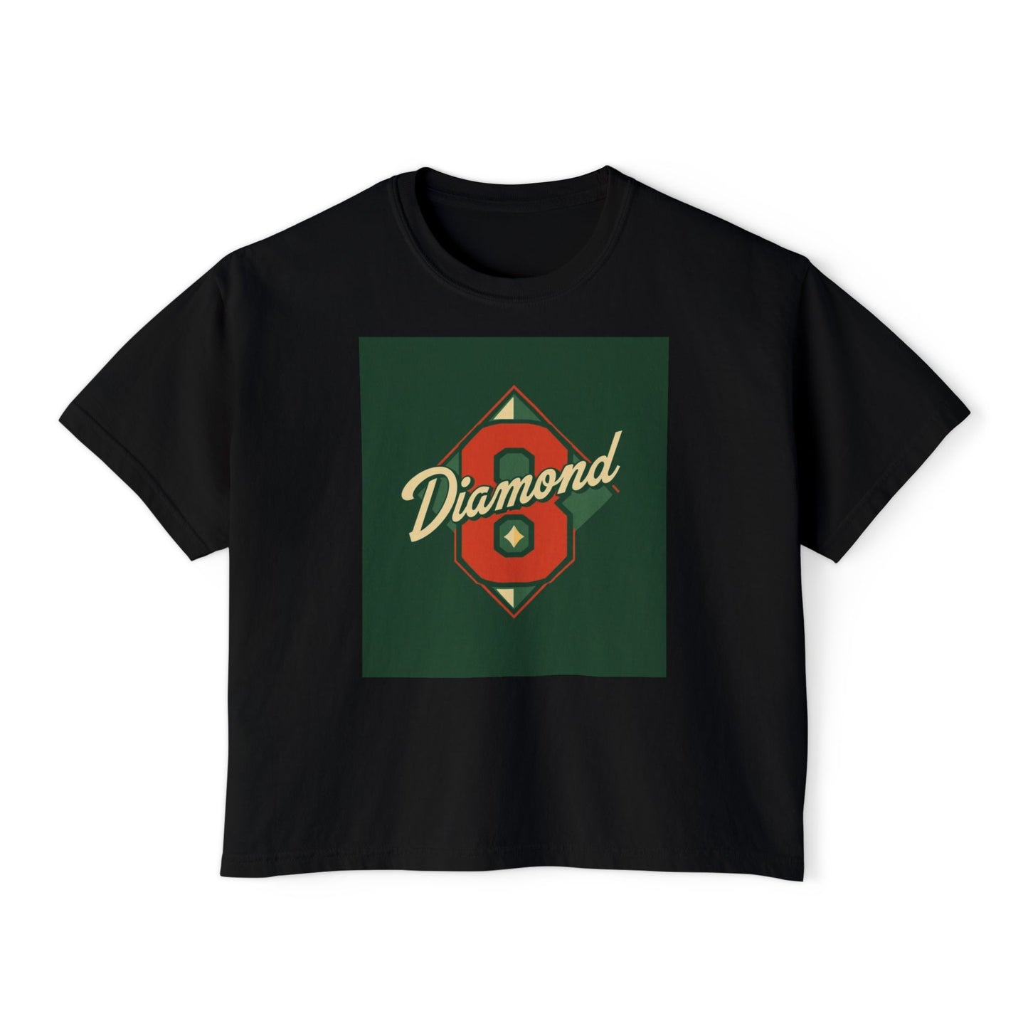 Stylish Women's Boxy Tee with Retro Diamond Design, Casual Fashion Top, Gift for Her, Summer Essential, Vintage Vibe - Diamond 8
